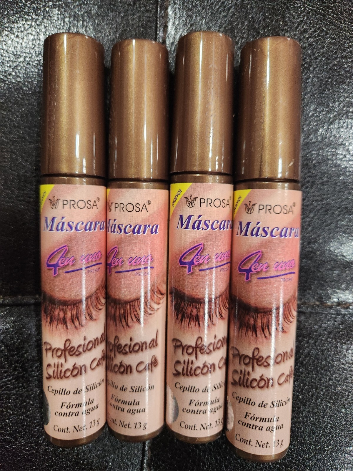4 PACK PROSA MASCARA 4 IN 1 PROFESSIONAL SILICON COFFEE WATERPROOF MADE MEXICO