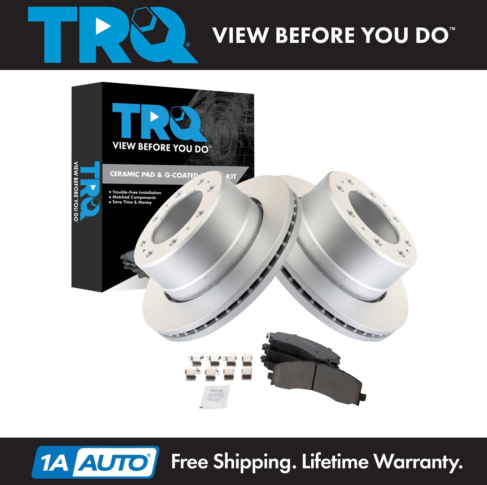 TRQ Brake Pad & Rotor Kit Ceramic Premium G-Coated Fits 2019-2022 Ram 2500 3500