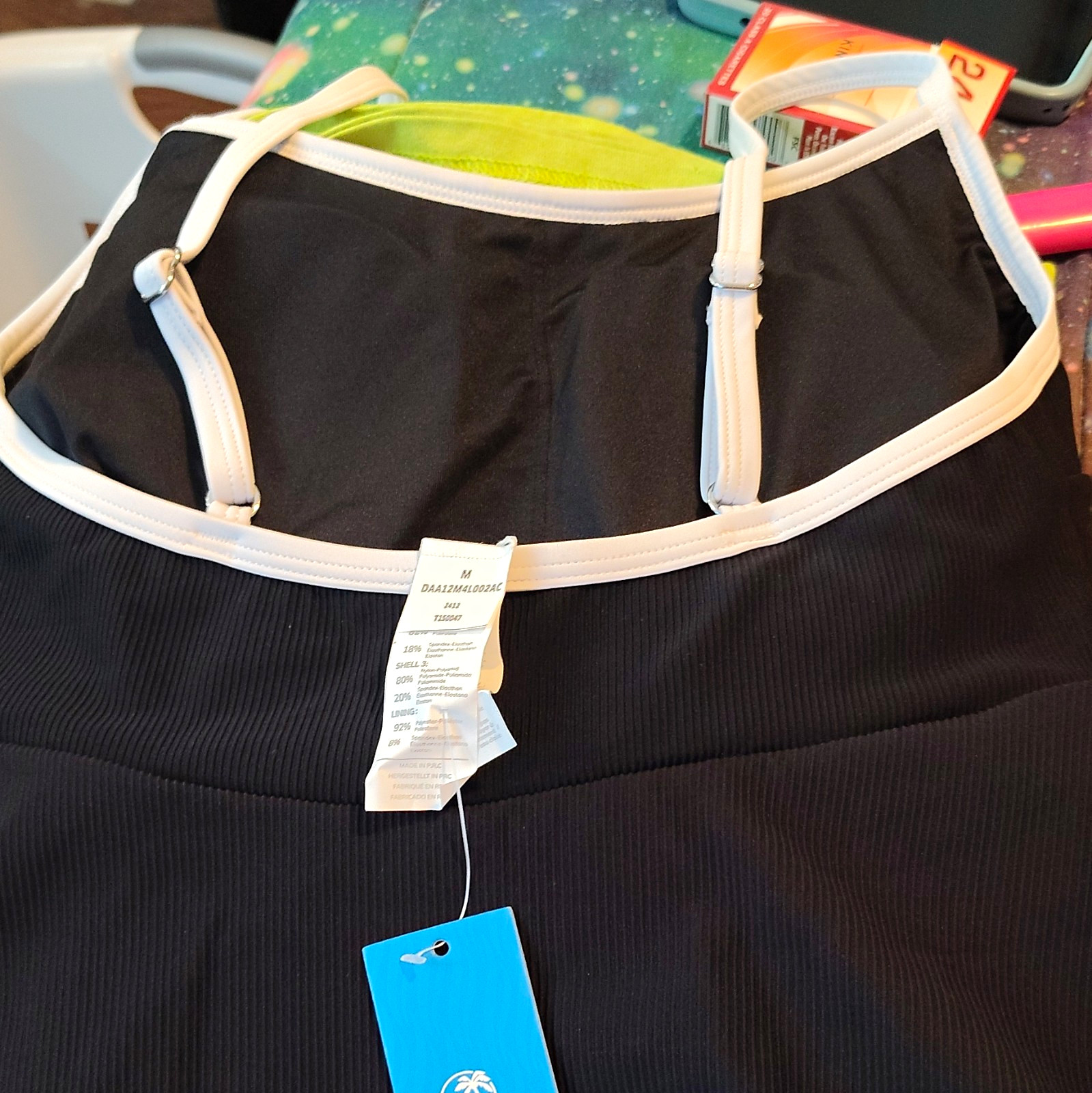 CUPSHE Black Ribbed One-Piece Swimsuit White Trim Adjustable Straps Paid 35$ CUPSHE Black Ribbed One-Piece Swimsuit White Trim Adjustable Straps Paid 35$