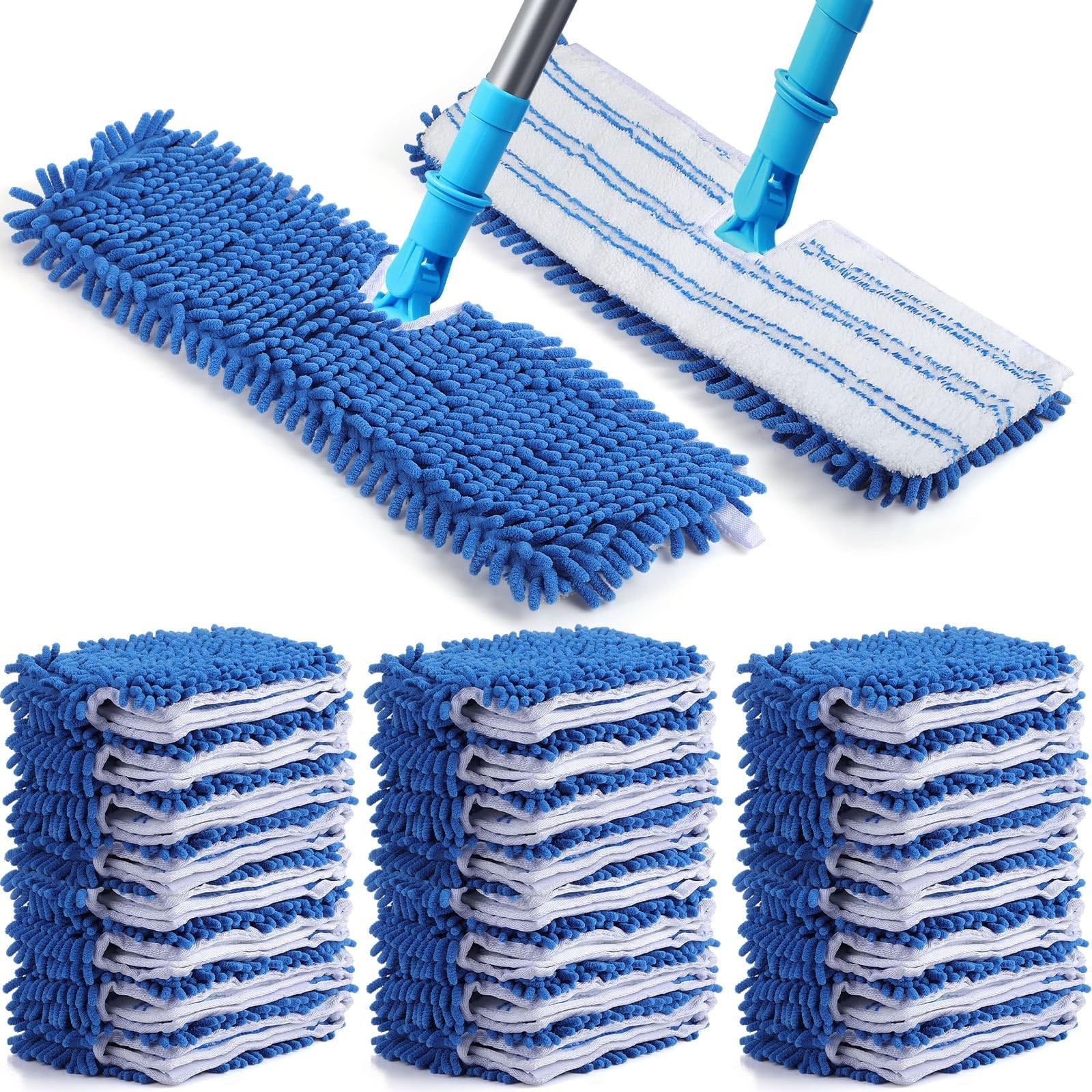 Chengu 24 Pieces Microfiber Flip Mop Refills Replacement Heads Double Sided C...