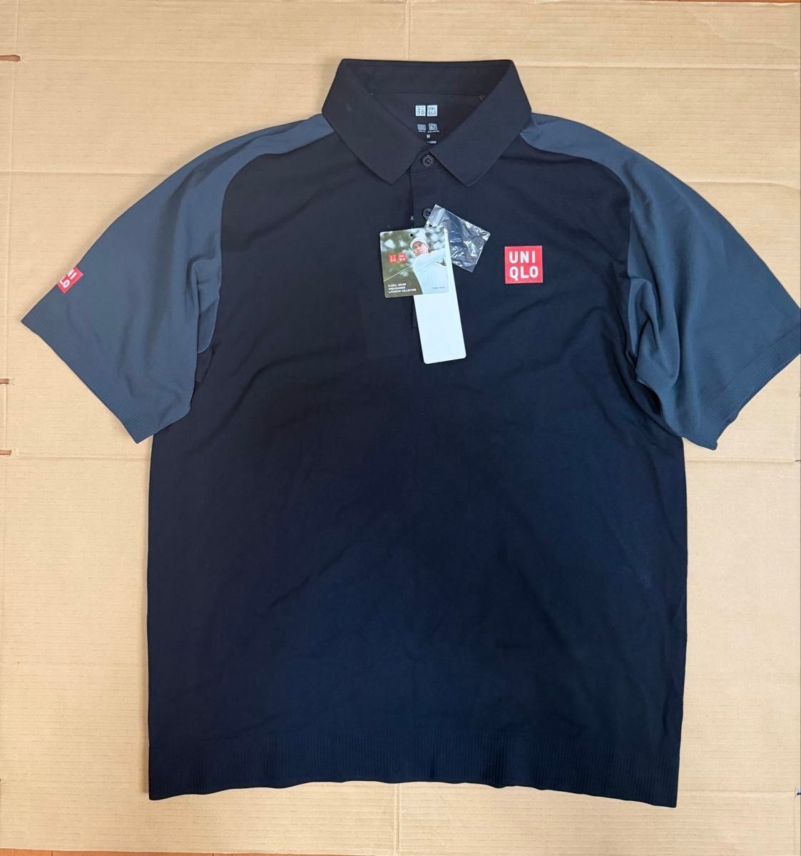 ​NWT Uniqlo Adam Scott Golf Polo Shirt Black Men\'s Size M DRY-EX
