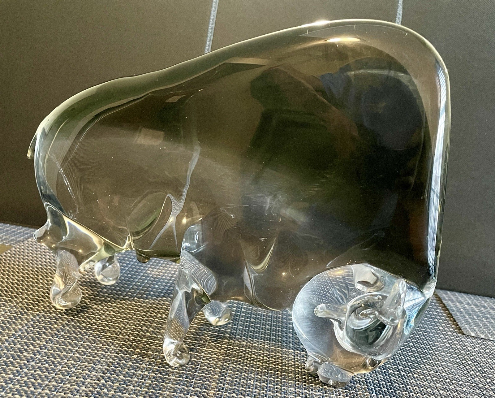 Italian Murano Glass Buffalo Sculpture