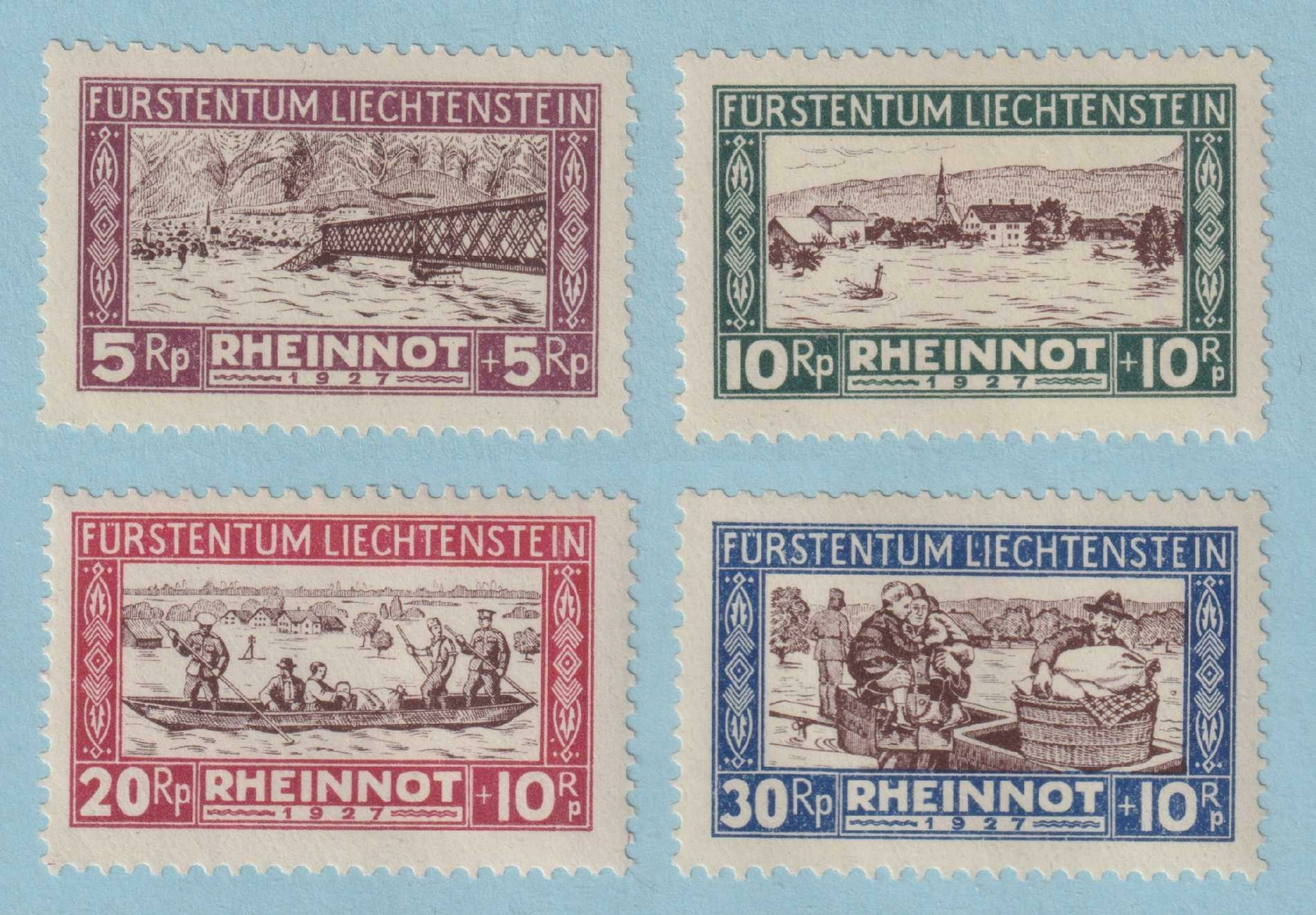 LIECHTENSTEIN B7 - B10 SEMI-POSTALS MINT HINGED OG * NO FAULTS VERY FINE -V454