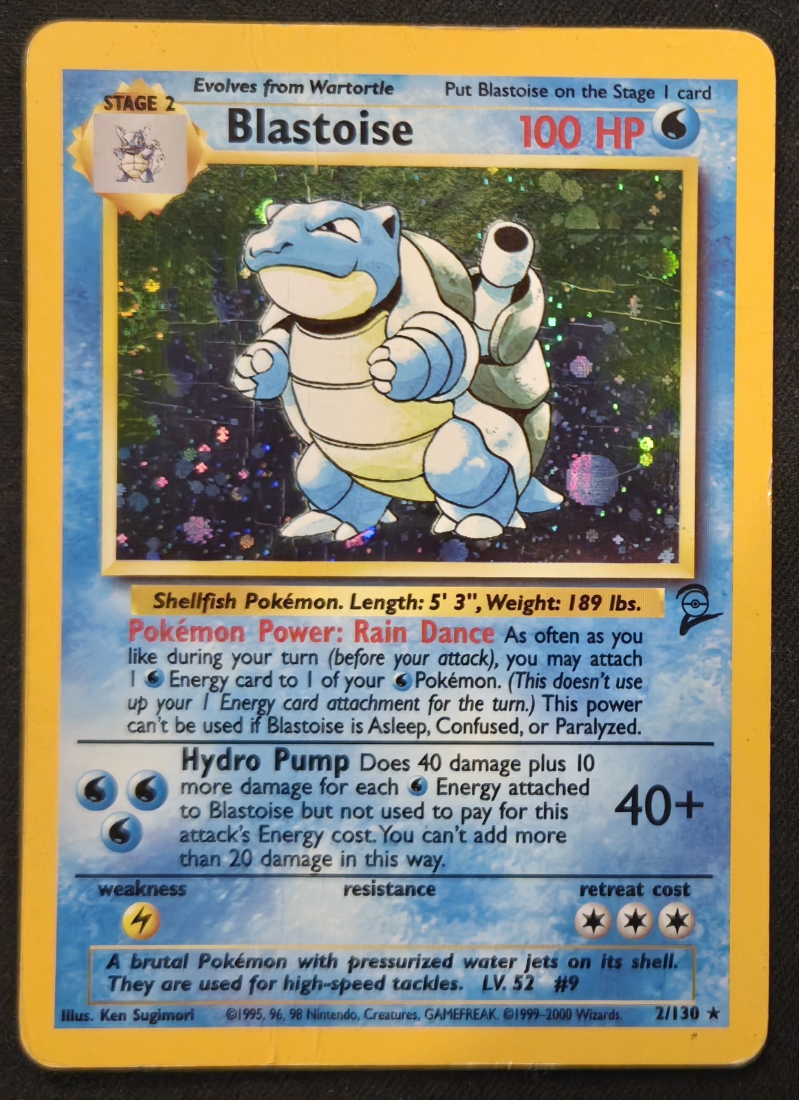 SWIRL Blastoise 2/130 Base Set 2 Cosmos Holo Rare WoTC Pokémon TCG 2000 HP/DMG