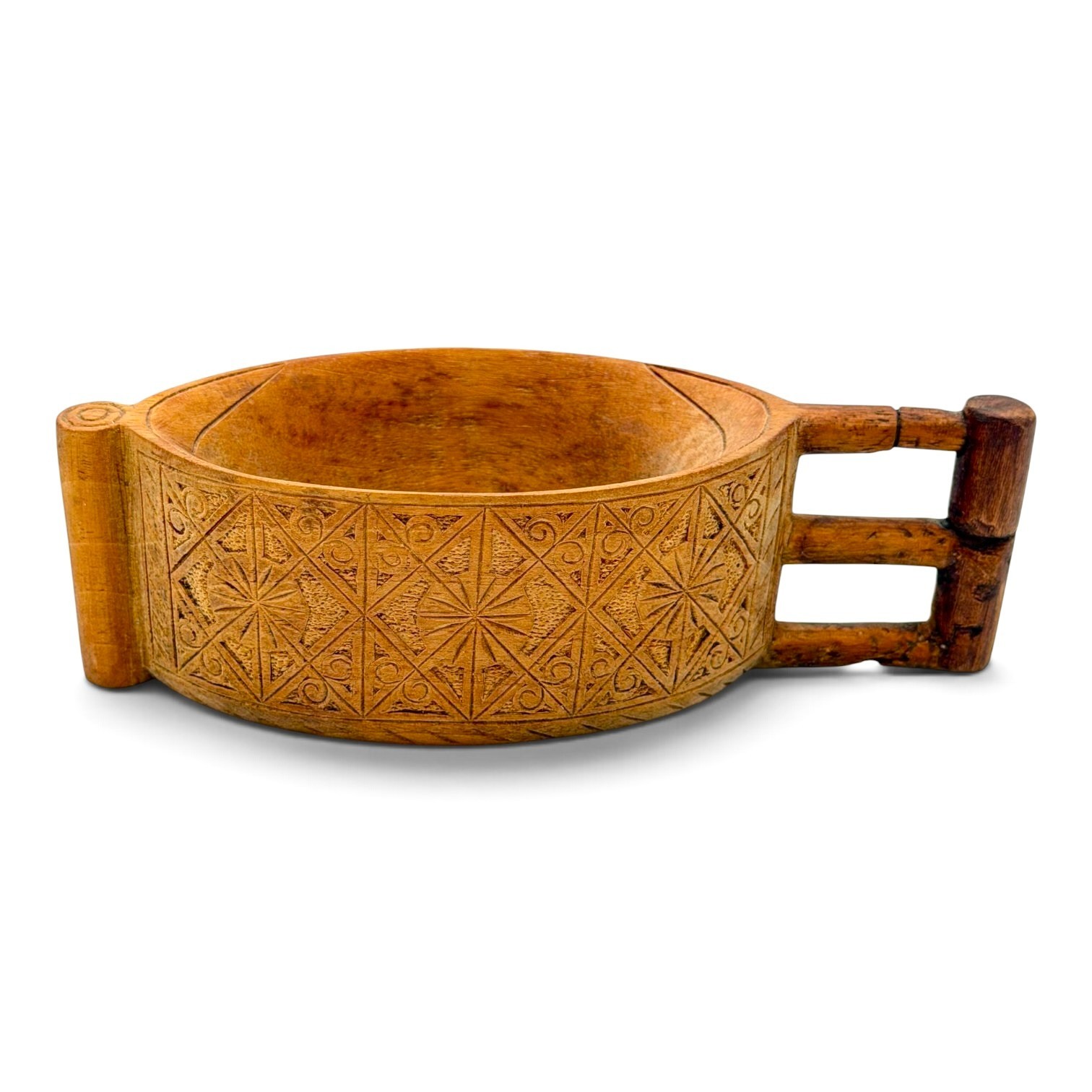 Antique Swedish Folk Art Carved Wooden Bowl Allmoge Dalarna c.1900