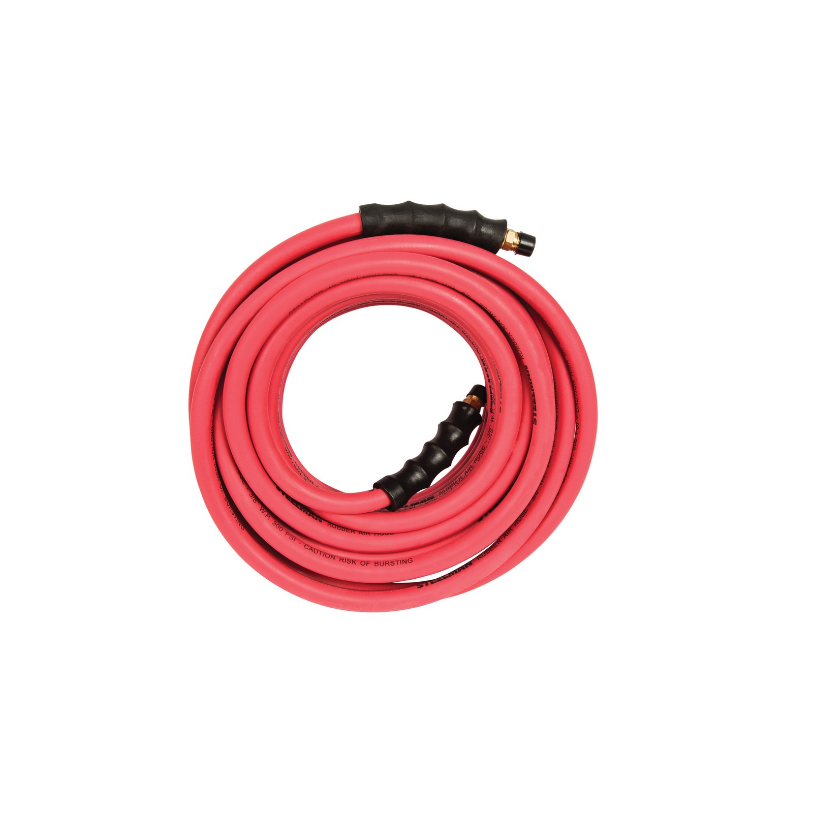 STEELMAN 50 ft x 3/8 in ID Rubber Air Hose with 1/4 in NPT Brass Fittings, 60395