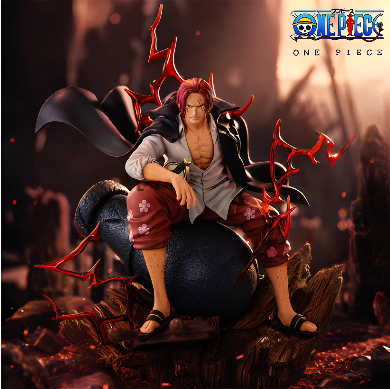 24cm Official One Piece Red Hair Shanks Figure Anime PVC Statue Desktop 24cm Official One Piece Red Hair Shanks Figure Anime PVC Statue Desktop