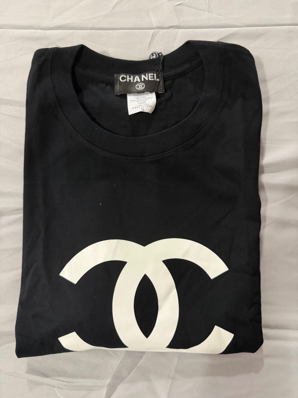 CHANEL Women’s T-Shirt Short Sleeve Crew Neck Cotton Logo Tee