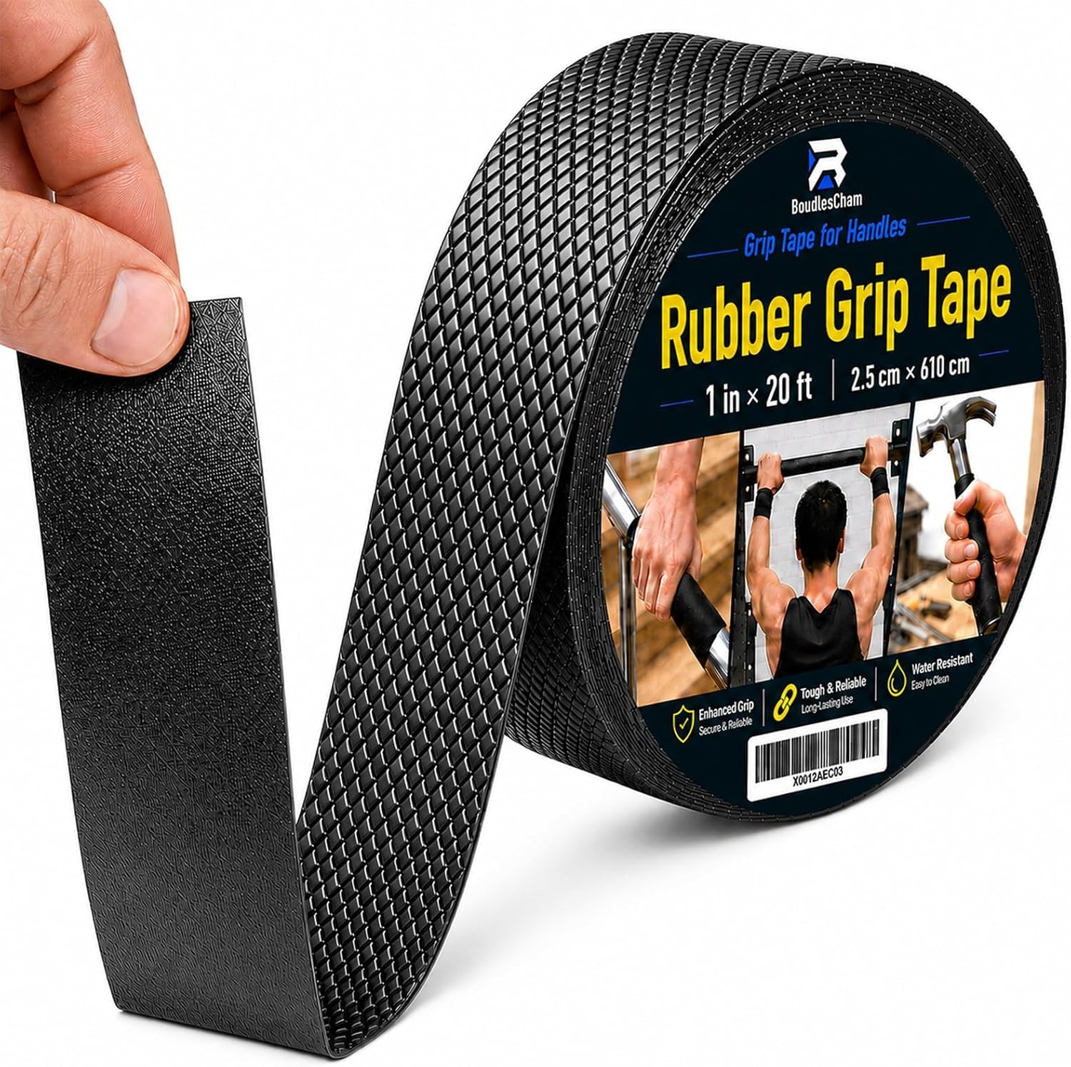 Rubber Grip Tape for Handles, 1 in x 20 ft, Strong Adhesive