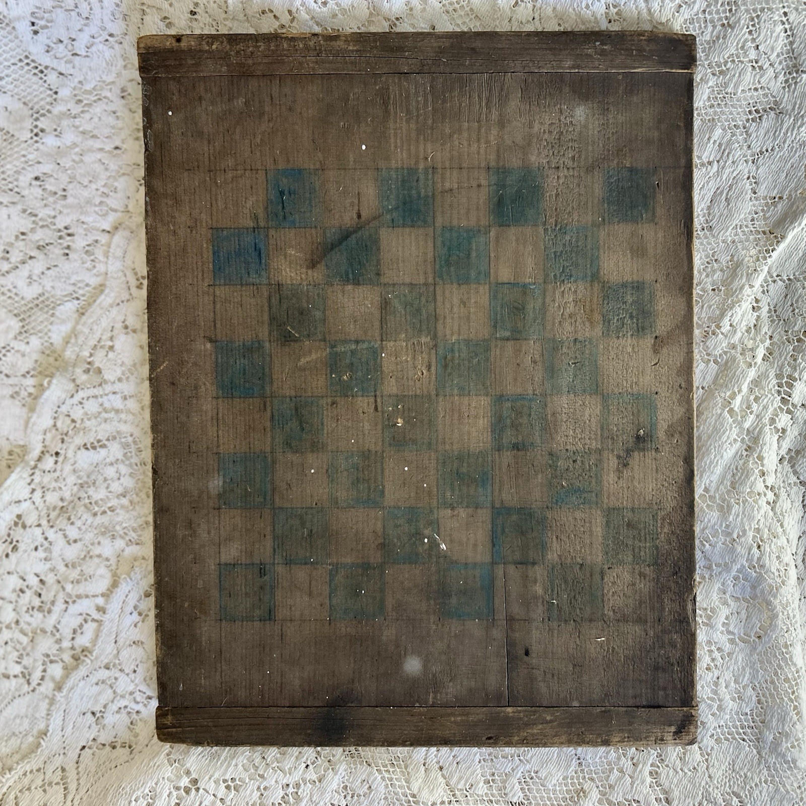 Antique Painted Wood Game Board Checkers Country Primitive