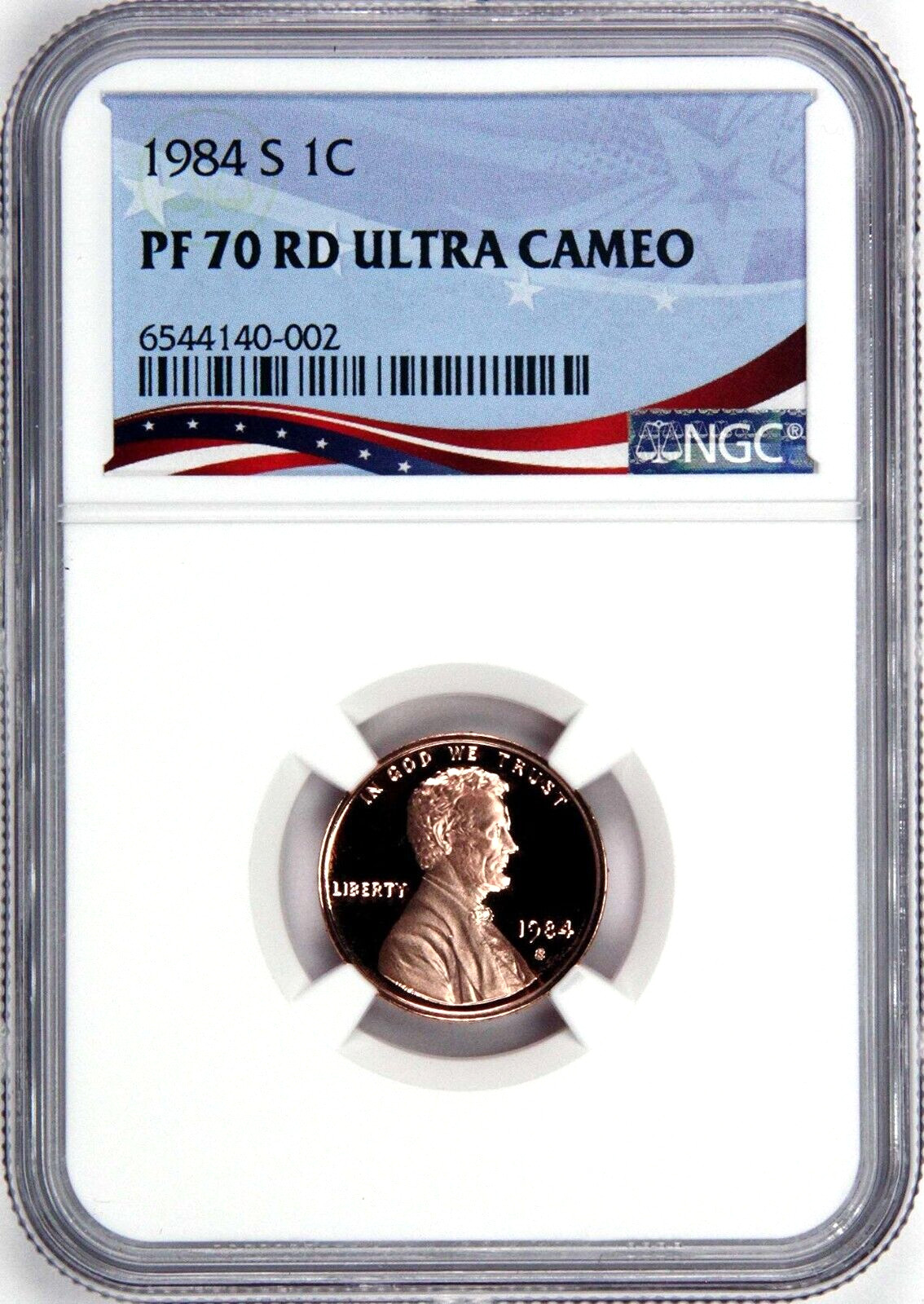 1984-S Lincoln Cent Graded PF70RD Ultra Cameo by NGC - Registry Quality Coin