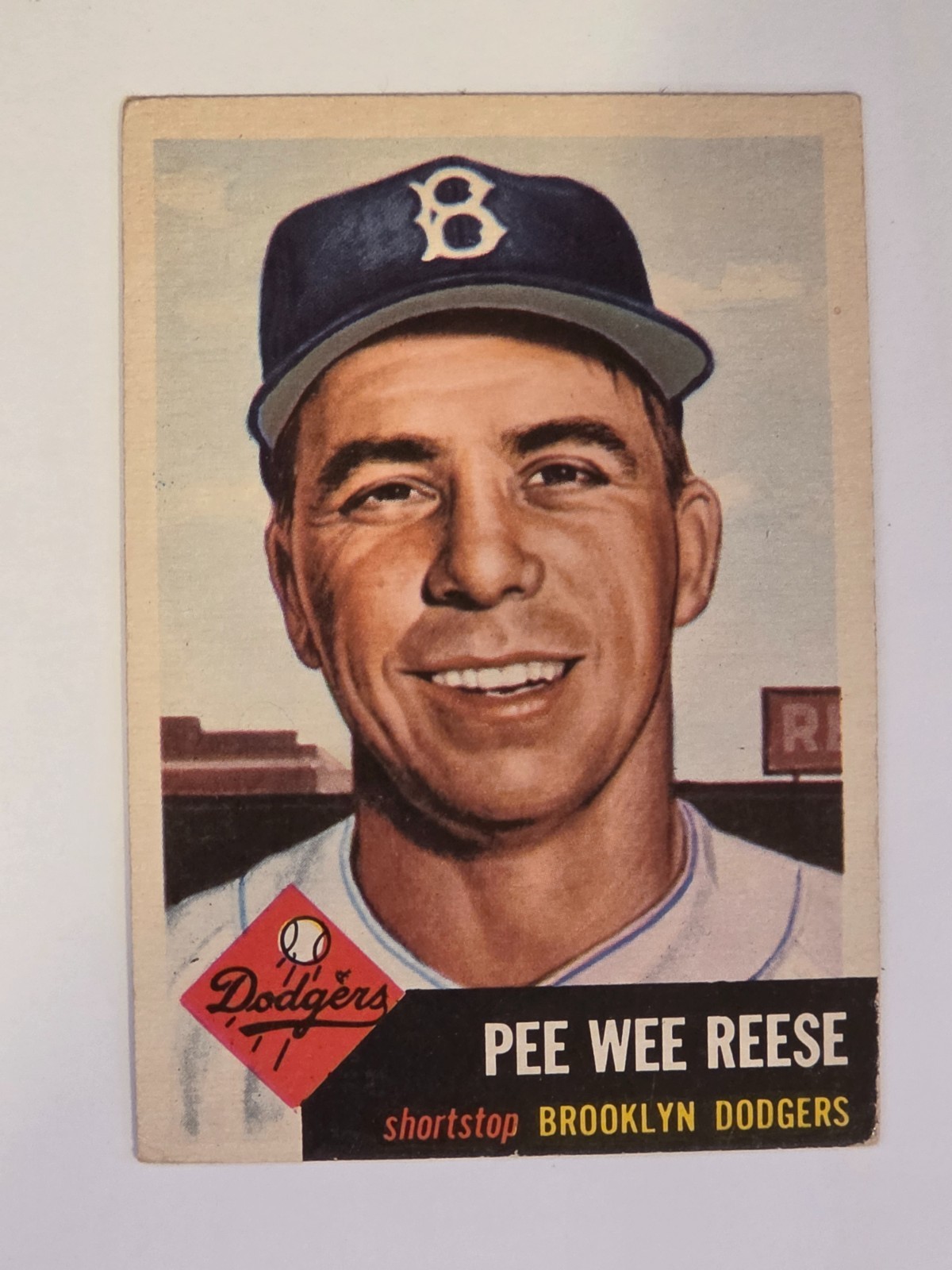 1953 Topps #76 Pee Wee Reese Dodgers HOF Centered Great Color and Surface EX 1953 Topps #76 Pee Wee Reese Dodgers HOF Centered Great Color and Surface EX
