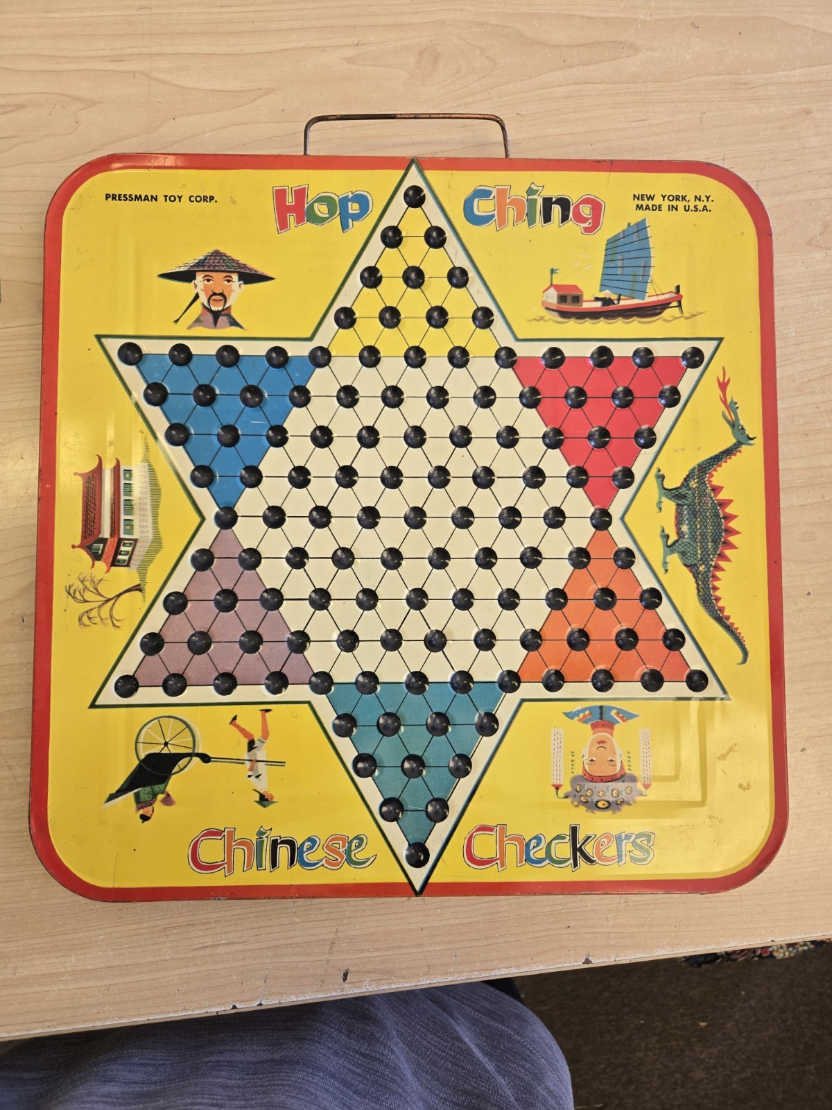 Vintage Hop Ching Chinese Checkers Pressman Toy Co Tin Litho 14\ Vintage Hop Ching Chinese Checkers Pressman Toy Co Tin Litho 14\