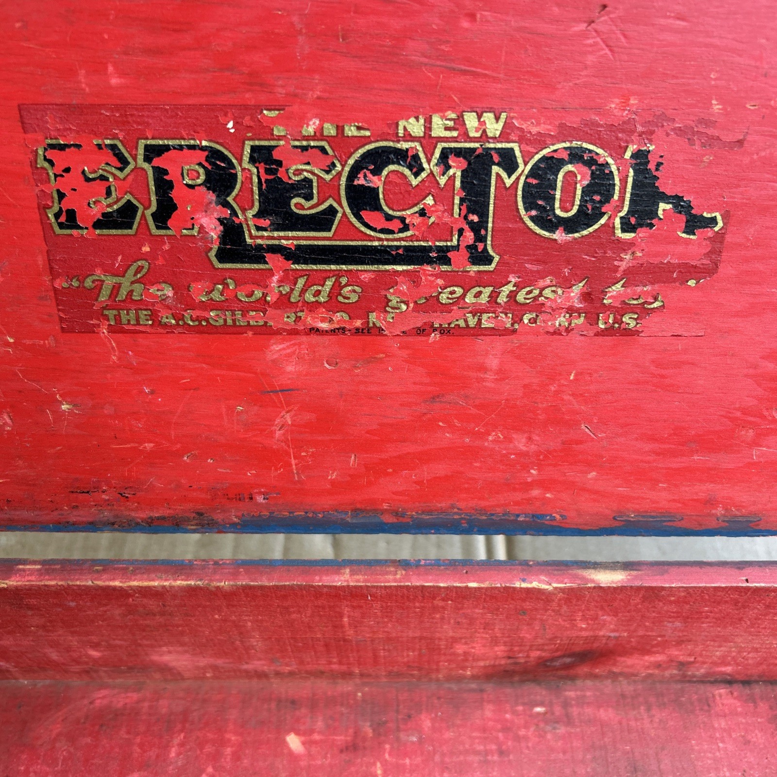 Vintage Gilbert Toys Erector Set Wooden Box Only 21.50”x8.25”X 5” *FREE SHIP USA
