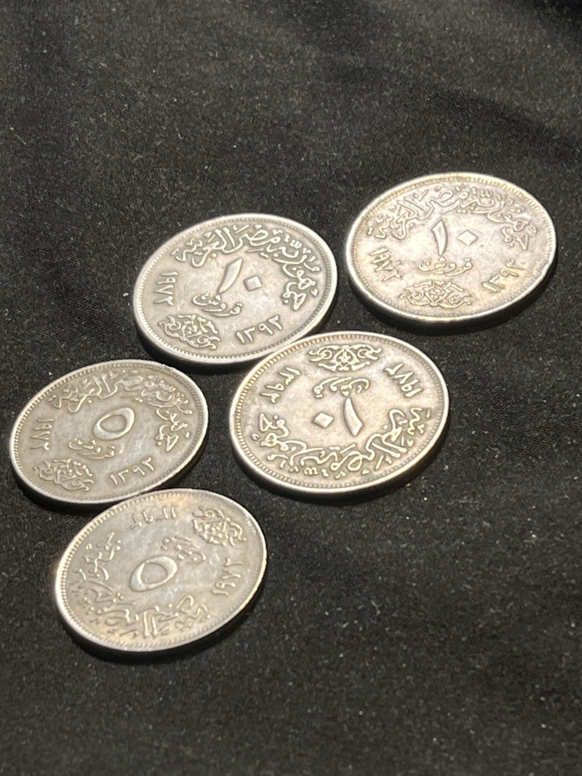 1960 Egypt 5 & 10 Piastres Silver Coins 5 Coin LOT