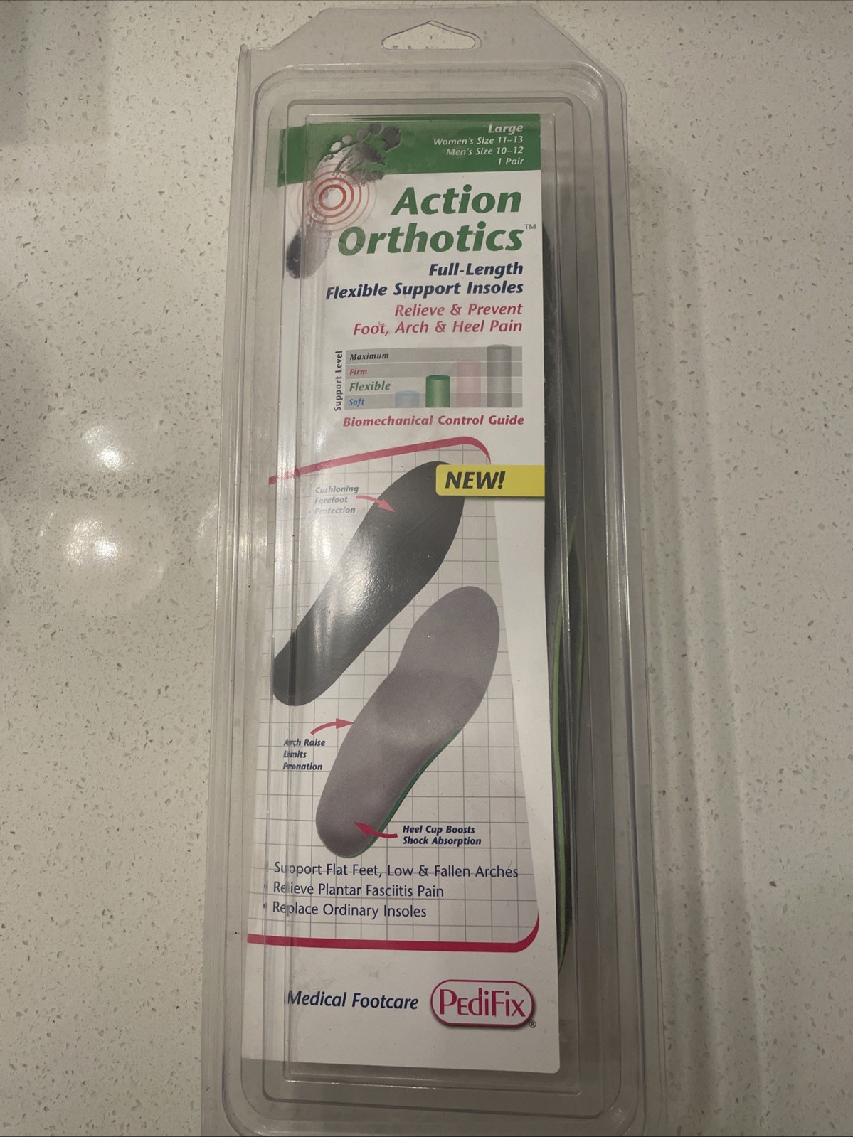 PediFix Active Orthotics Full-Length Firm Support Insoles Large New PediFix Active Orthotics Full-Length Firm Support Insoles Large New