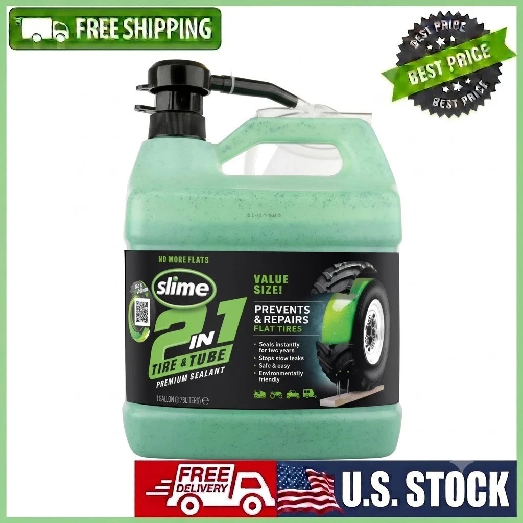 Slime 2-in-1 Tire and Tube Sealant, 1 Gallon - 10195
