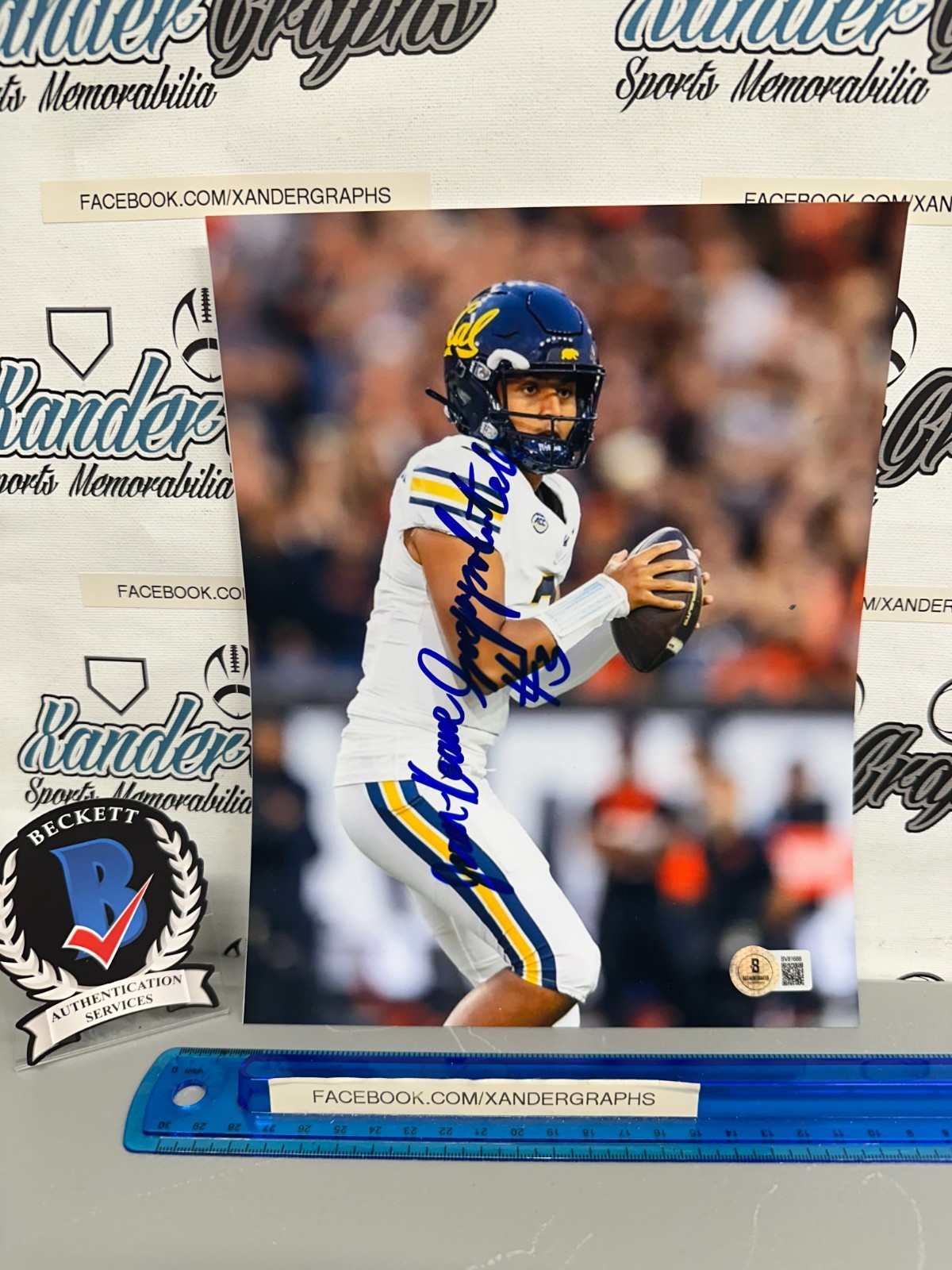 JARON KEAWE SAGAPOLUTELE SIGNED AUTOGRAPHED FOOTBALL 8x10 PHOTOGRAPH-BECKETT BAS
