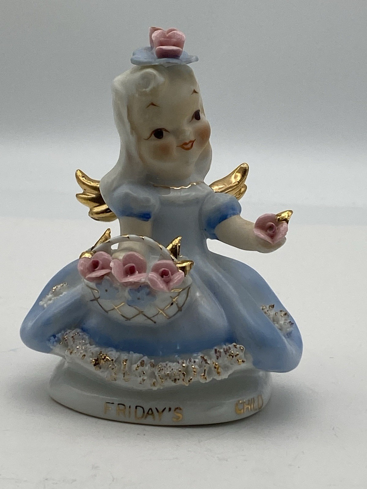 Vintage Lefton Friday's Child Angel Figurine - Hand Painted - K8281
