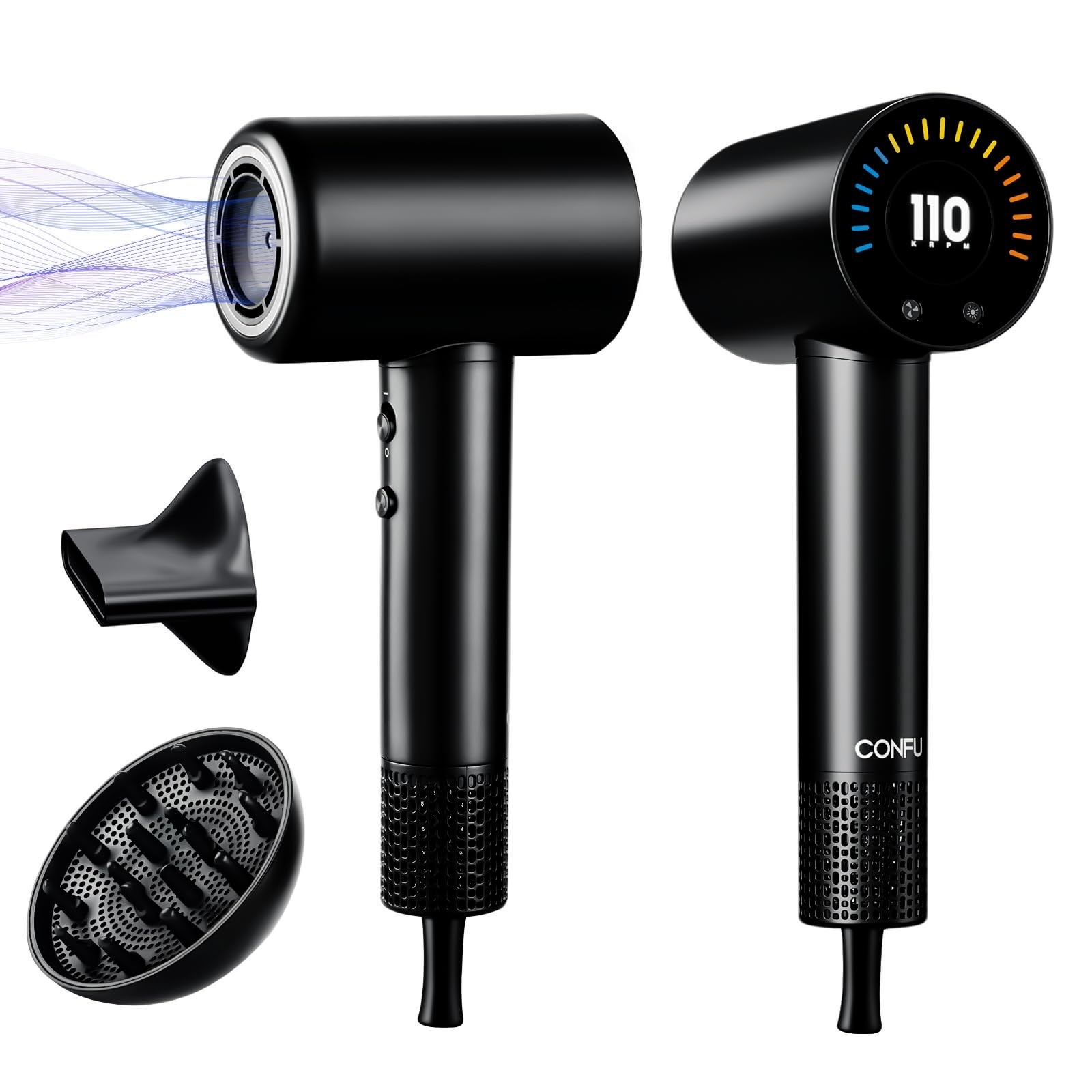 CONFU Hair Dryer, 110000 RPM Fast Drying Blow Dryer with Magnetic Diffuser an...