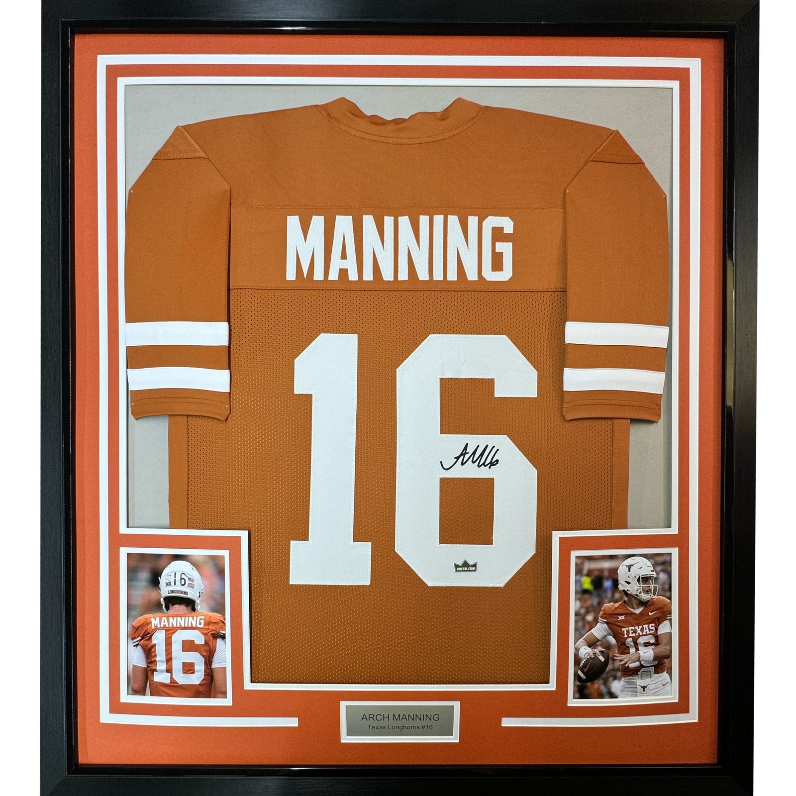 Framed Facsimile Autographed Arch Manning 35x39 Texas Orange Reprint Jersey