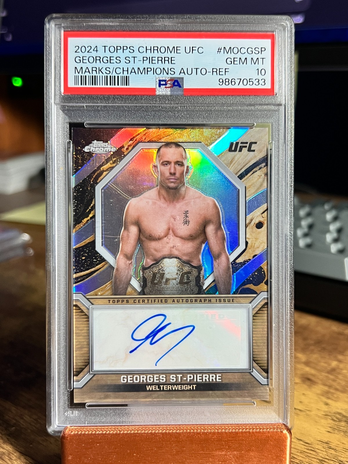2024 Topps Chrome UFC Georges St-Pierre Auto Champions /150 Refractor PSA 10