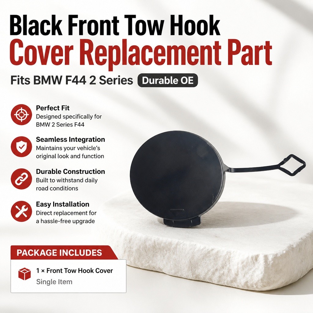 Automotive Front Tow Hook Cap Compatible With BMW 2 Series F44 OE Standard Black