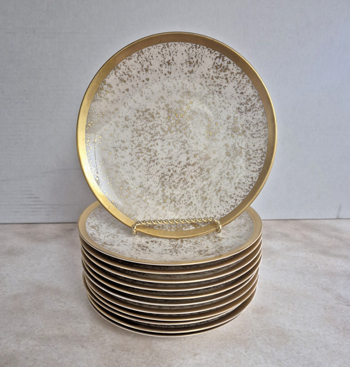 Flintridge China Stardust Lunch Plate Set MCM Vintage RARE Set of 12