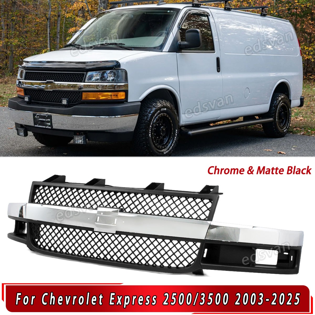 Chrome Front Grille Assembly For 2003-2024 Chevy Express 2500 3500 Van 84689072 Chrome Front Grille Assembly For 2003-2024 Chevy Express 2500 3500 Van 84689072