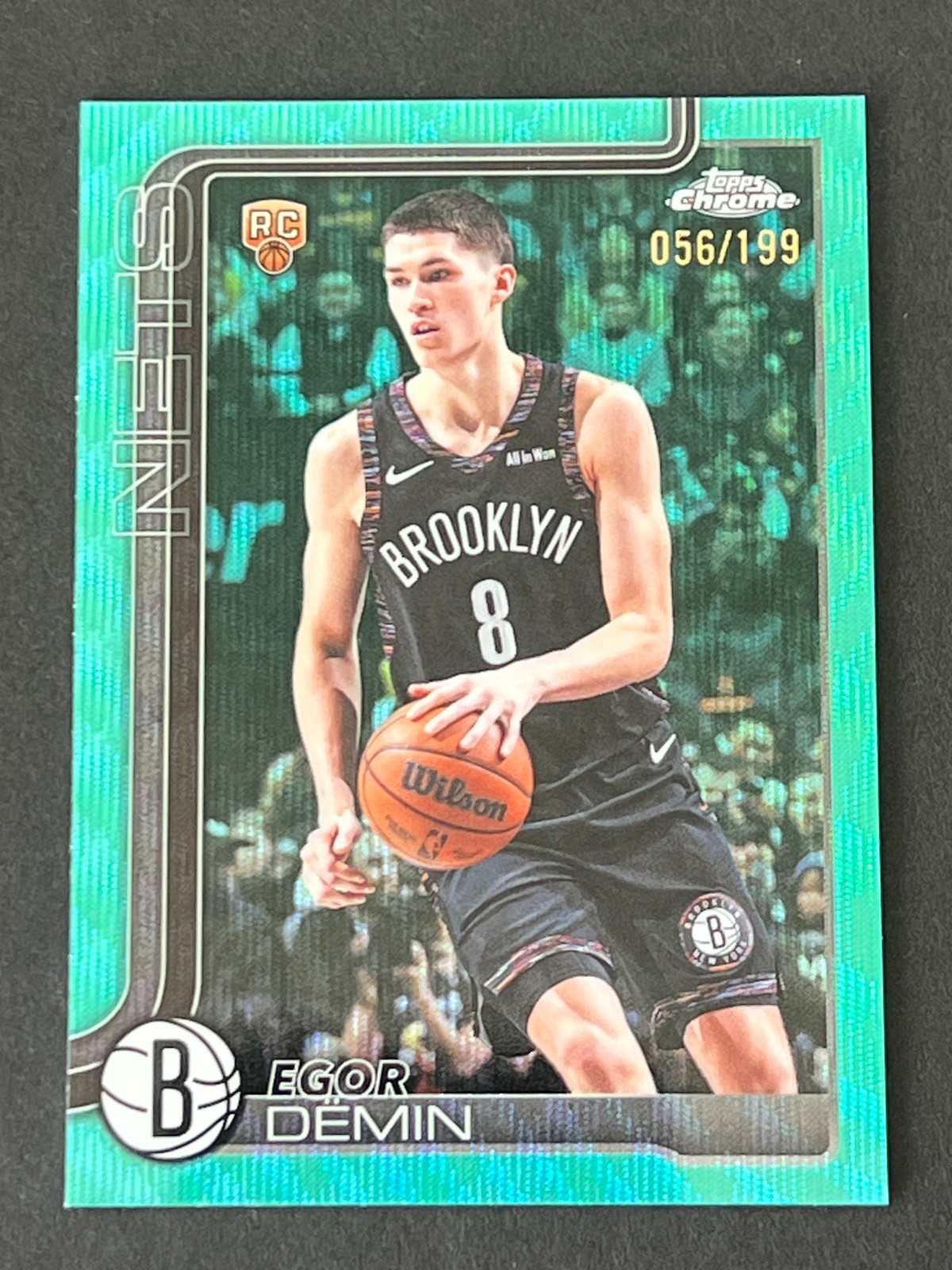 Egor Demin 2025-26 Topps Chrome Update #158 Aqua Wave Refractor RC #ed 56/199