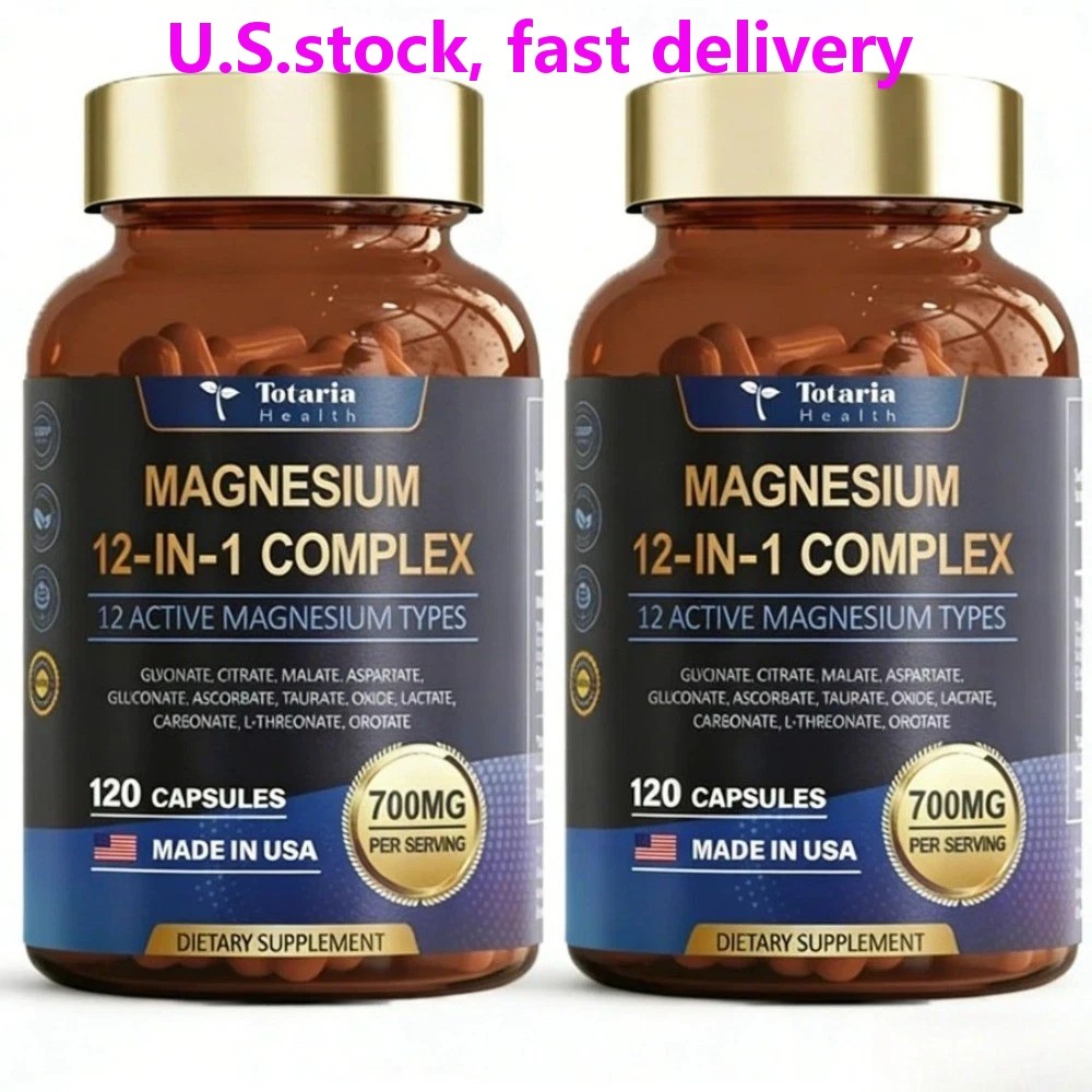 2-bottle Totaria Health Magnesium 12-in-1 Complex 700mg.Glycinate Citrate Malate 2-bottle Totaria Health Magnesium 12-in-1 Complex 700mg.Glycinate Citrate Malate