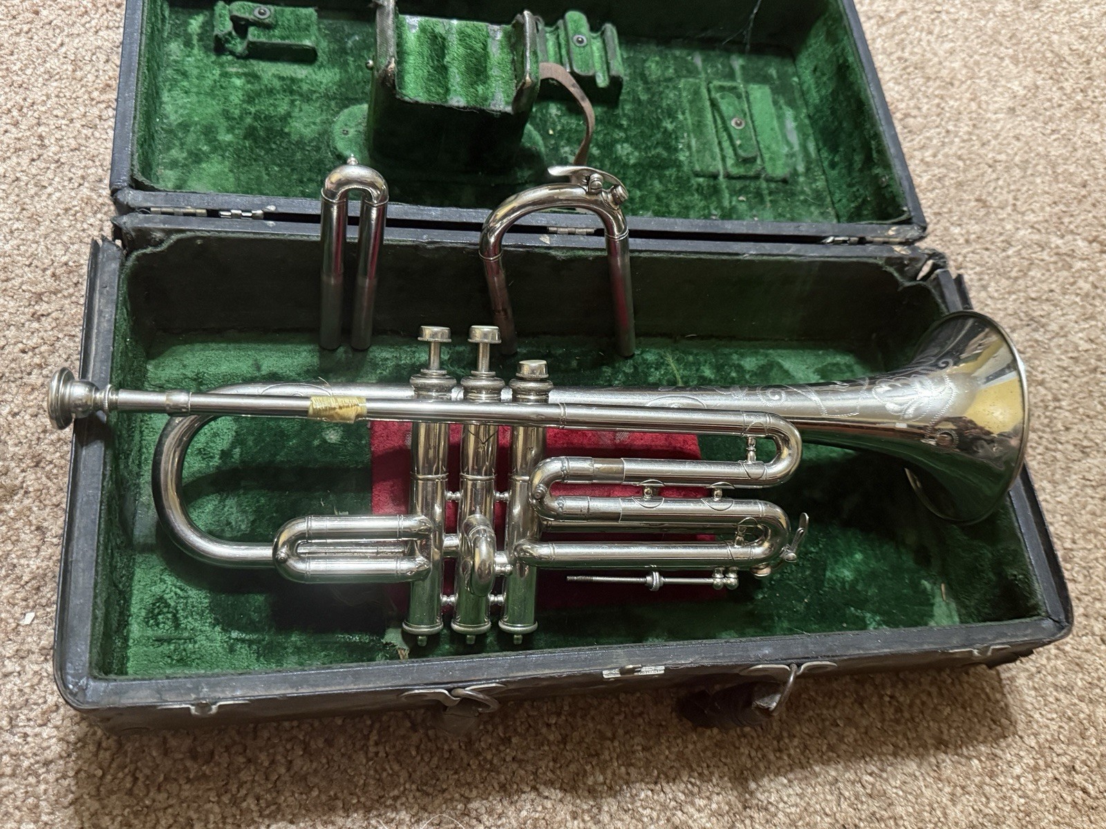 Vintage Concertone Silver Plated Trumpet Circa 1917 With Case