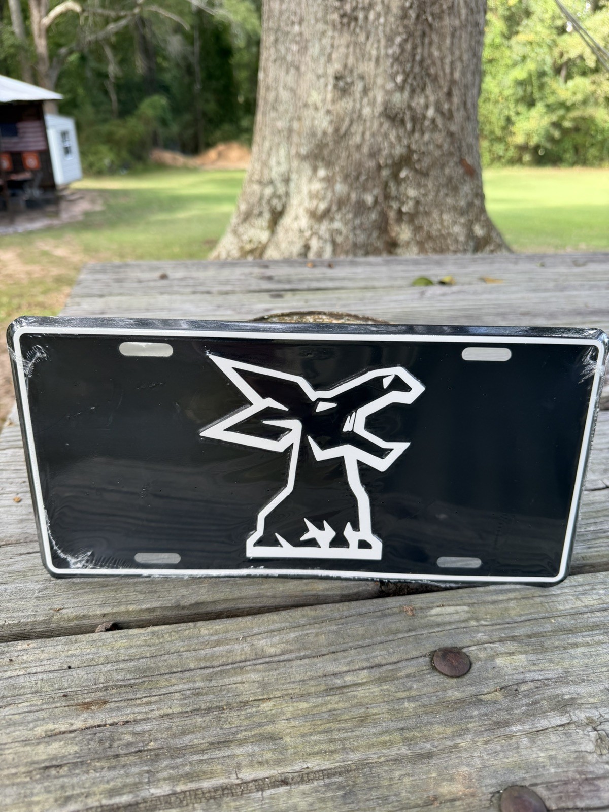 Timberjack Logging Equipment.Black-white License Plate.Stamped.JohnDeere.Custom Timberjack Logging Equipment.Black-white License Plate.Stamped.JohnDeere.Custom
