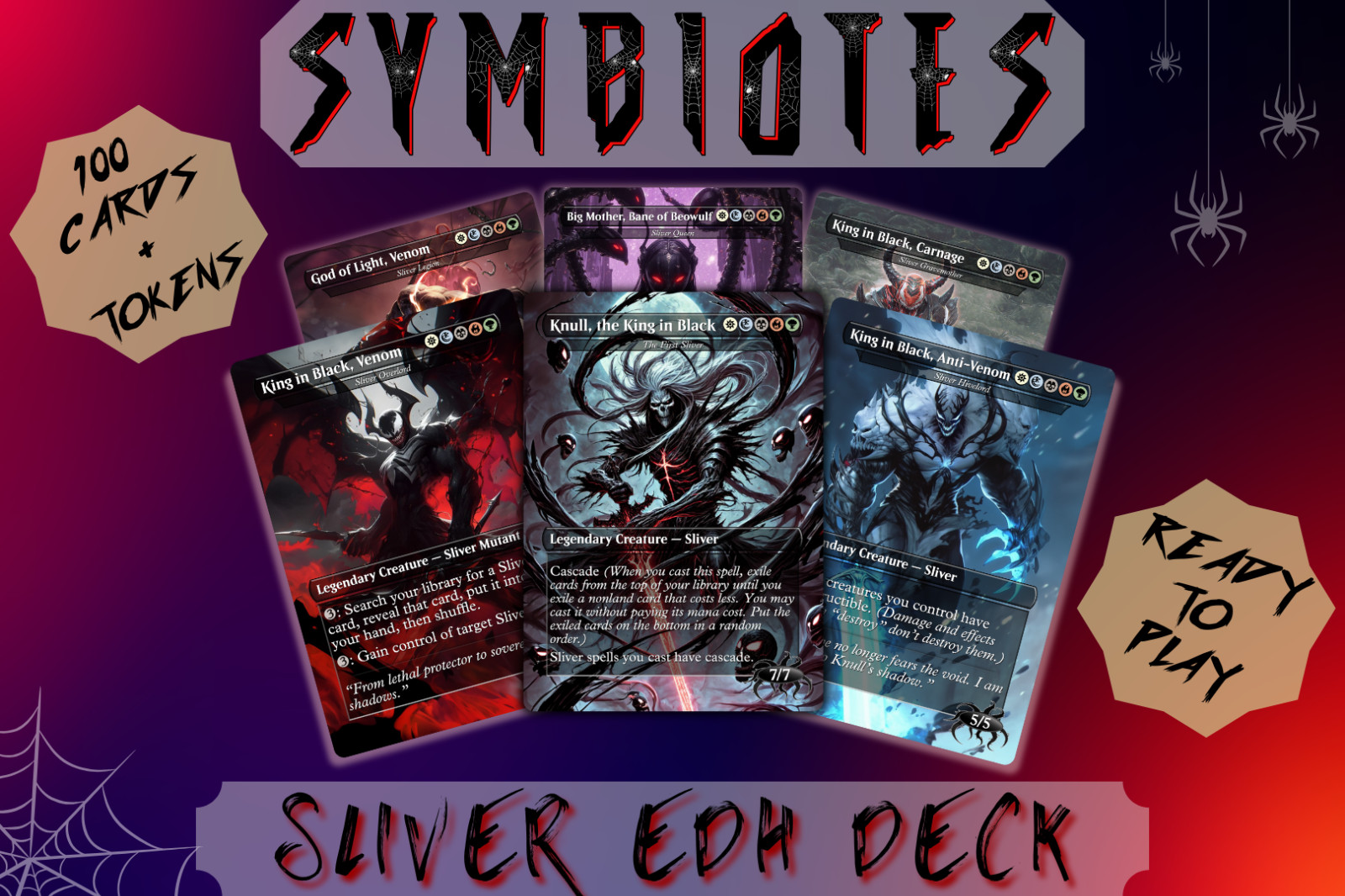 Symbiote Sliver Commander MTG Alt-Art Deck. Ready to Play