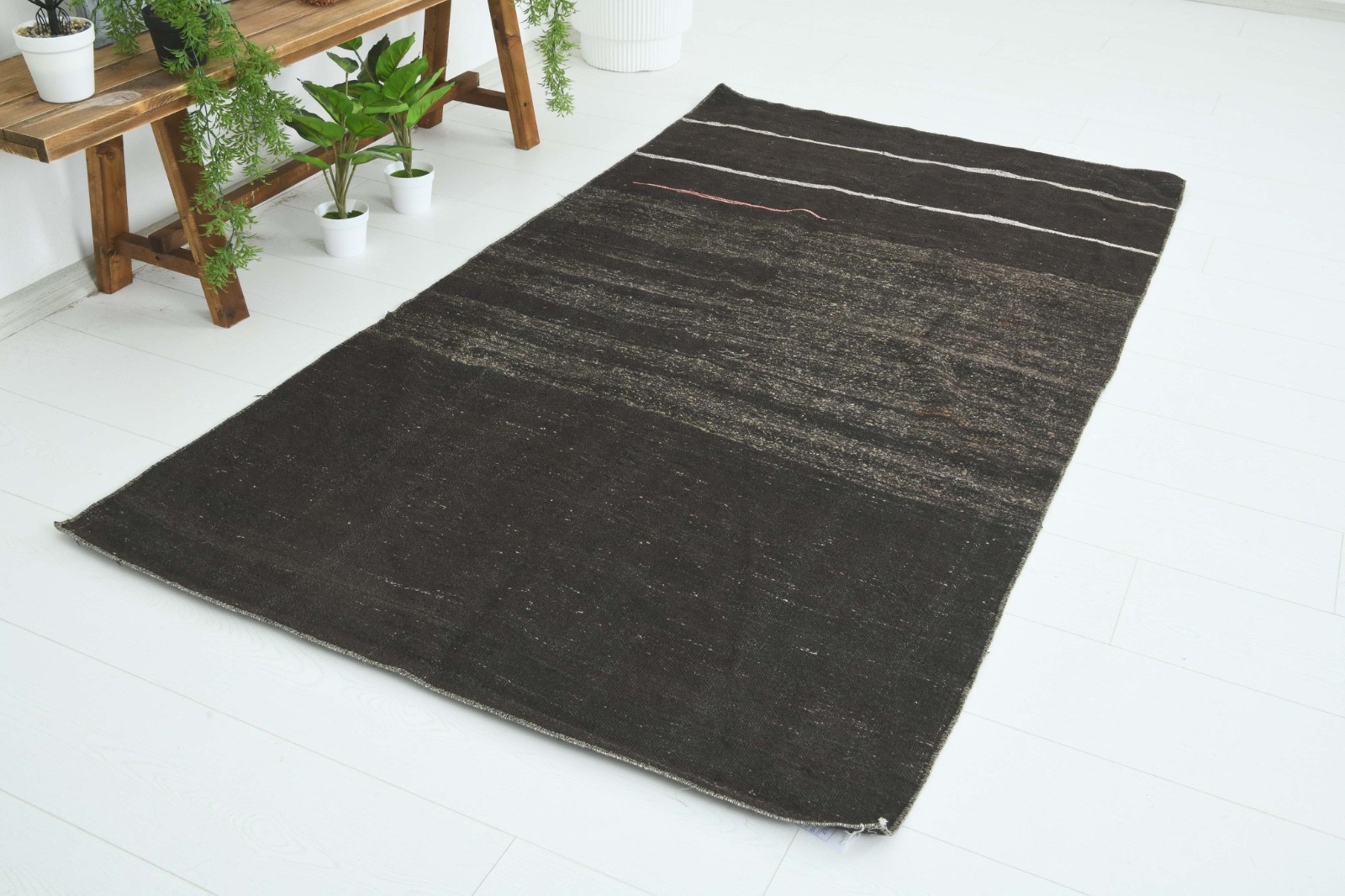 Turkish Area Rug 4x7 Hand-Knotted Vintage Narrow Oriental Carpet,768