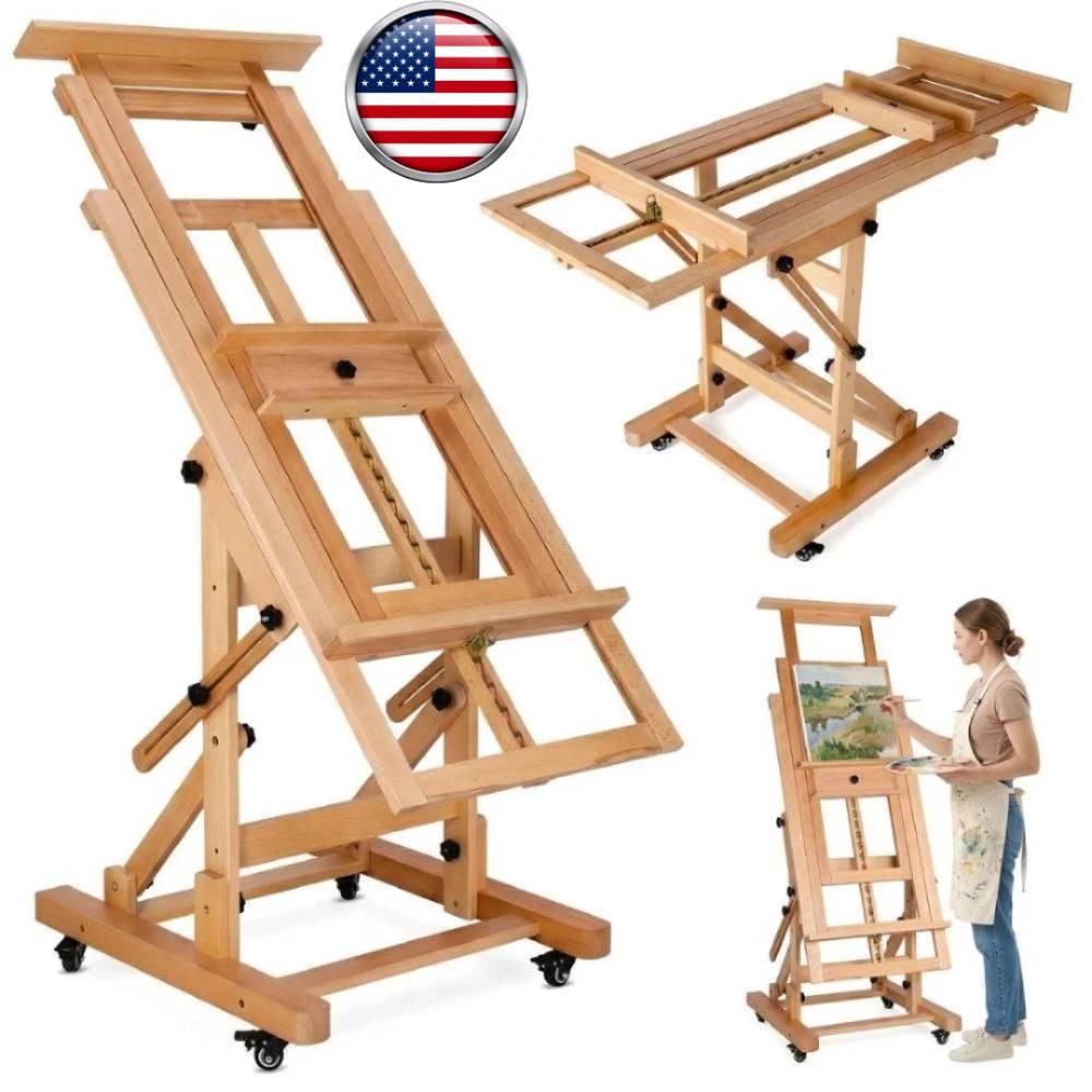 Movable Large H-Frame Painting Easel - Artist Studio Easel -Heavy Duty Art Easel