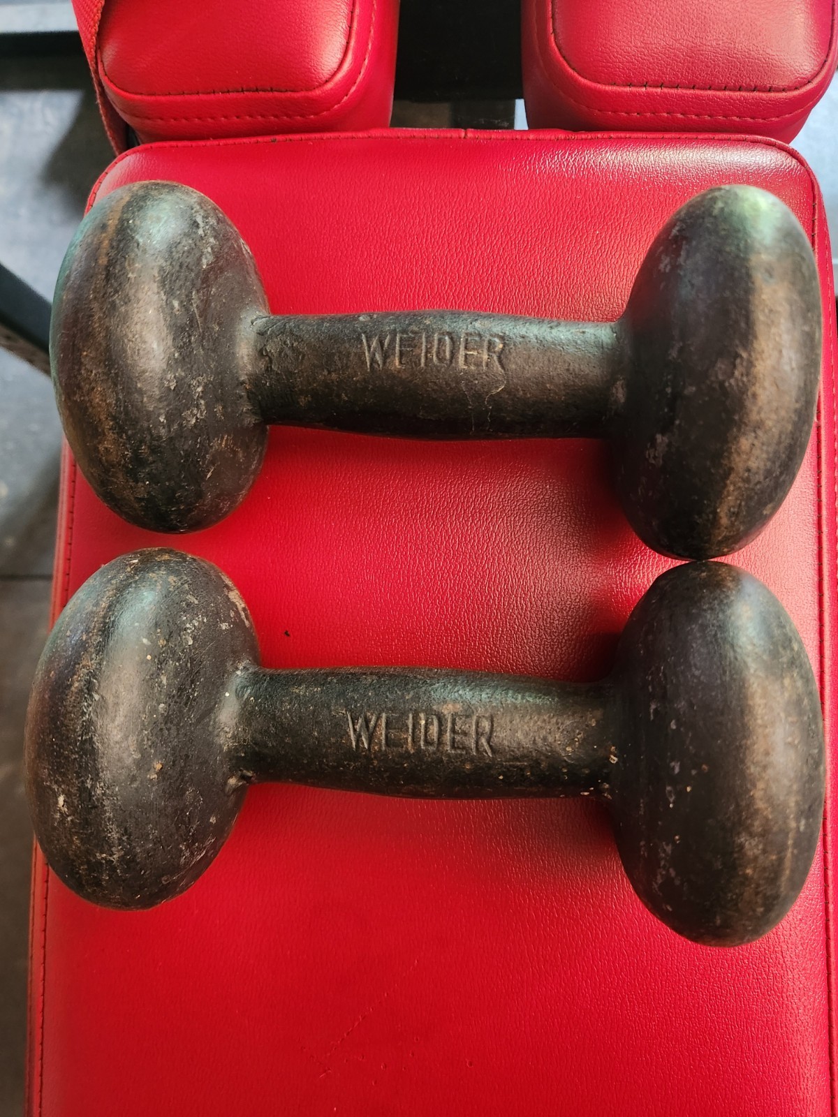 PAIR Vintage Weider 10 LB Bun Style Dumbells Weights PAIR 20lbs Total