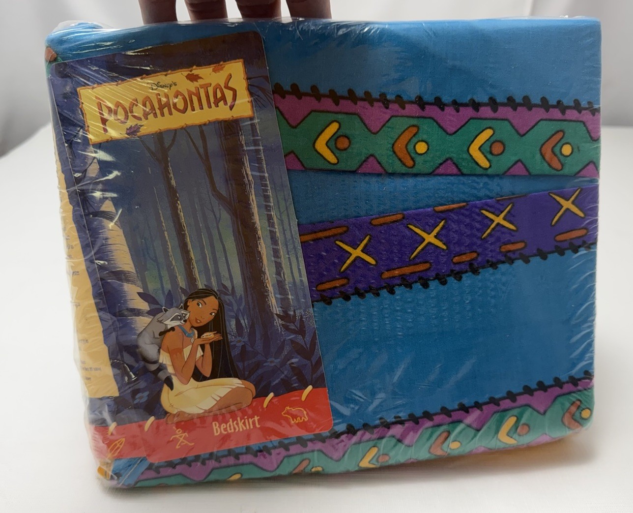 Vintage 90’s Disney Pocahontas Full Size Bed Skirt Tribal Striped Bedskirt NEW