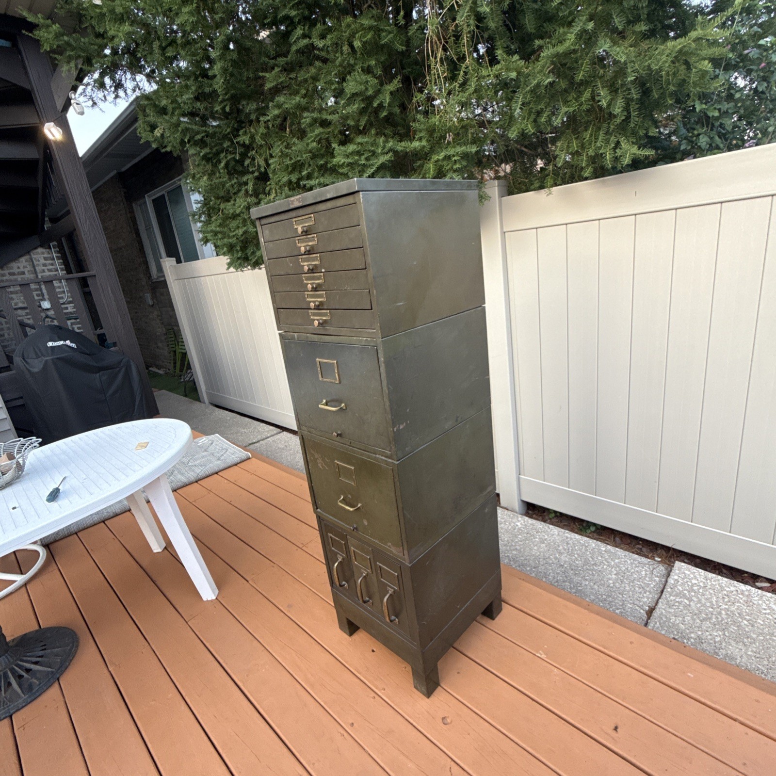 DERLOY Industrial Green Stacking File Cabinet 4 PCs Antique Office RARE DERLOY Industrial Green Stacking File Cabinet 4 PCs Antique Office RARE