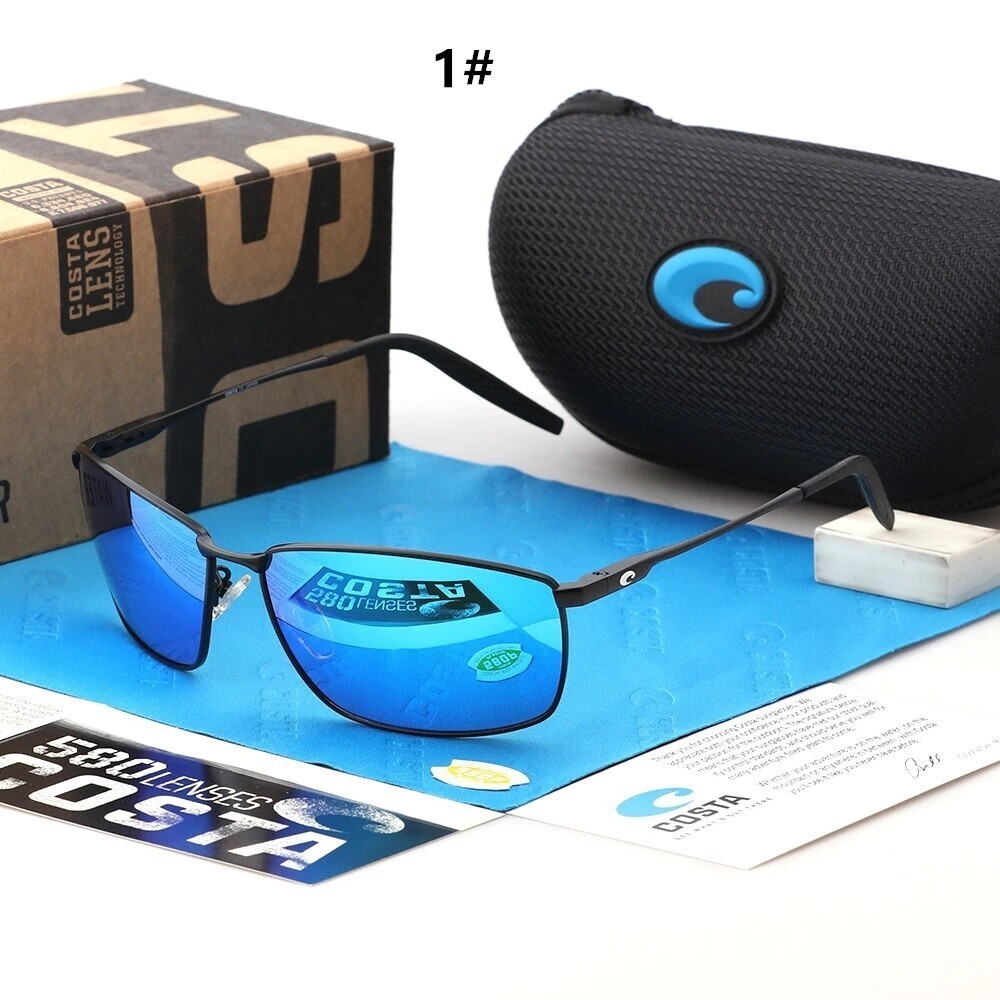 Costa Del Mar Classic Square Sunglasses Polarized Lens Metal Frame