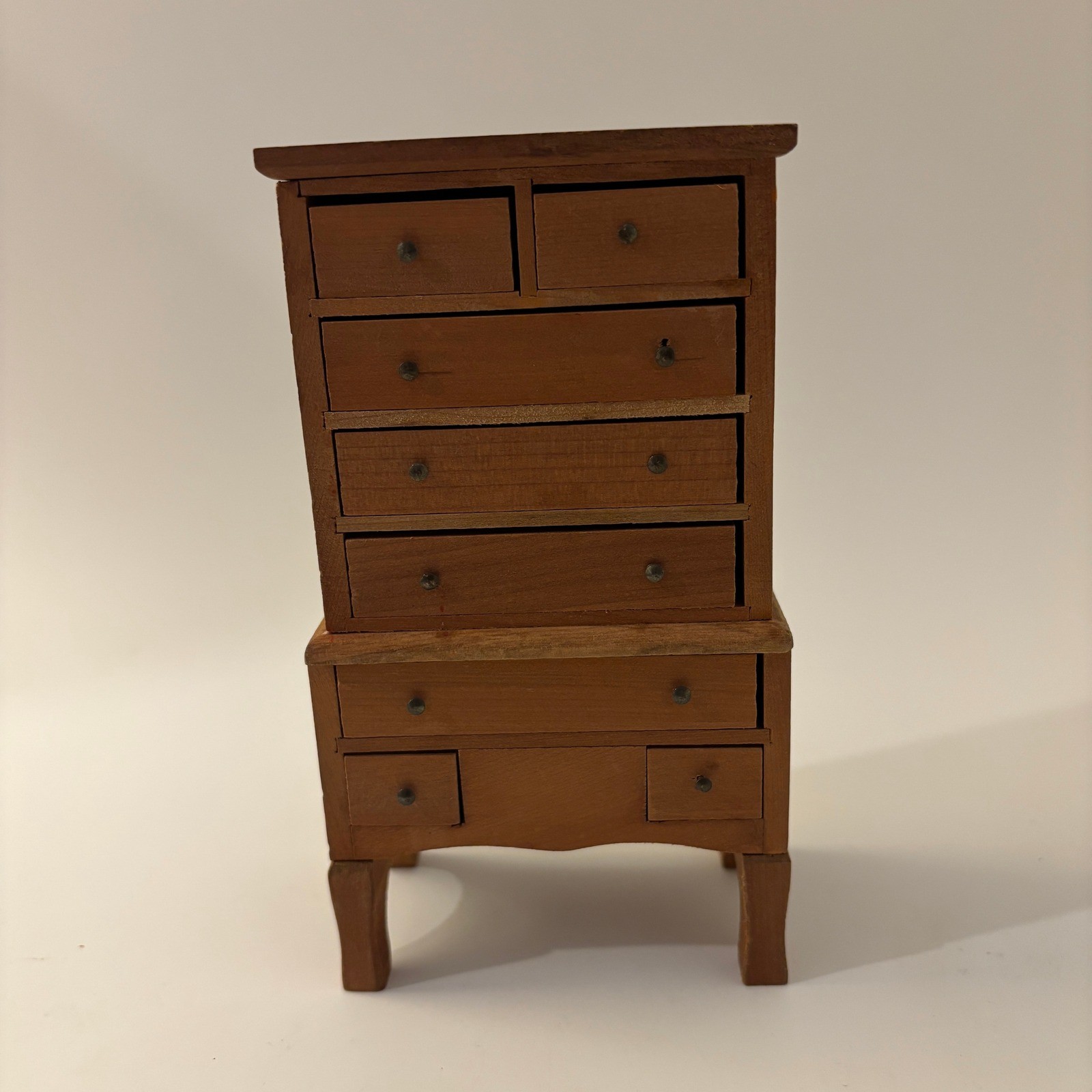 VTG Shackman Dollhouse Miniature Wood Highboy Chest of Drawers Dresser 1:12