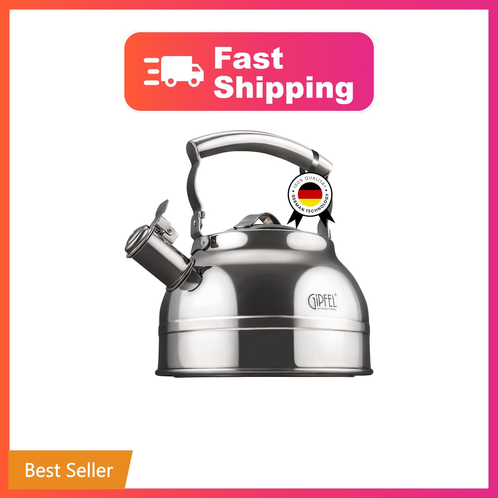 GIPFEL INTERNATIONAL Whistling Tea Kettle Stovetop - Food Grade Stainless Ste...