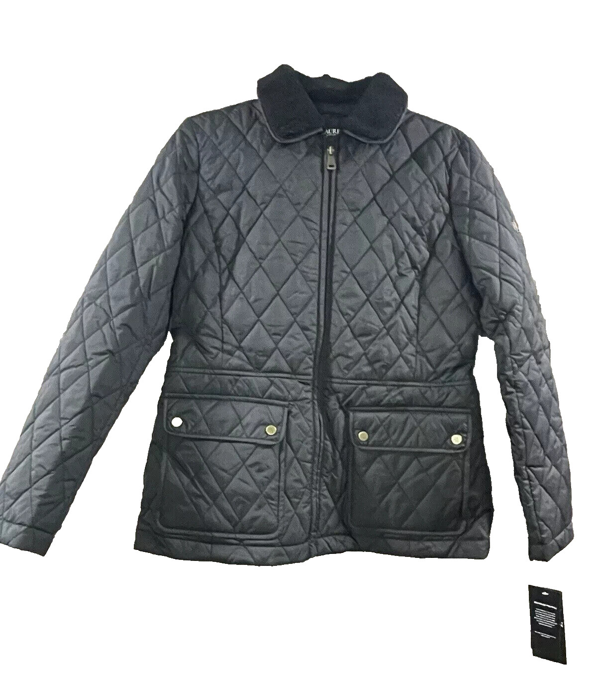 NWT $180 Lauren Ralph Lauren Women Quilted Black Sherpa Collar Jacket Size Large