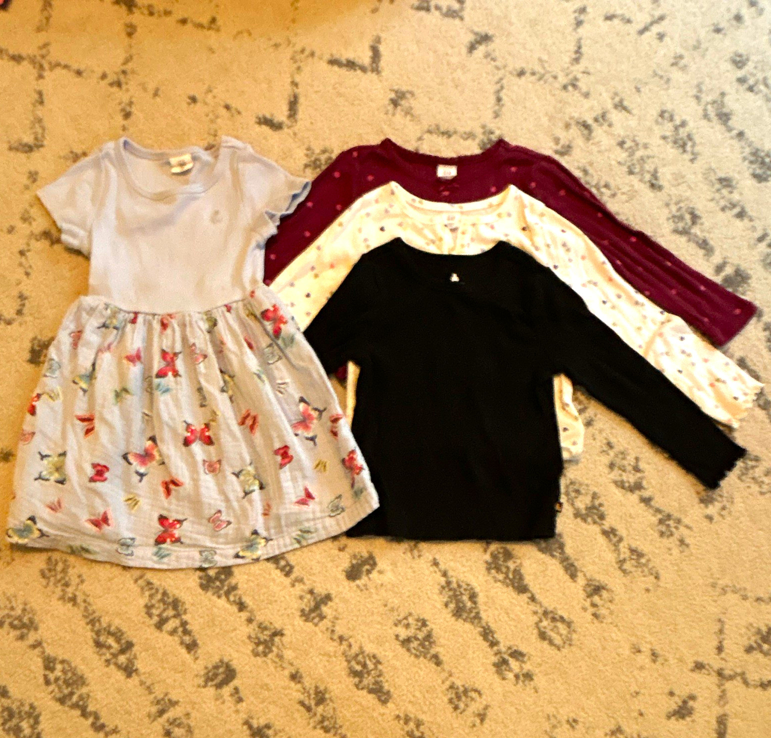 Gap Kids - Girls Size 3T Cotton Dress and Long Sleeve Shirts, Lot of 4