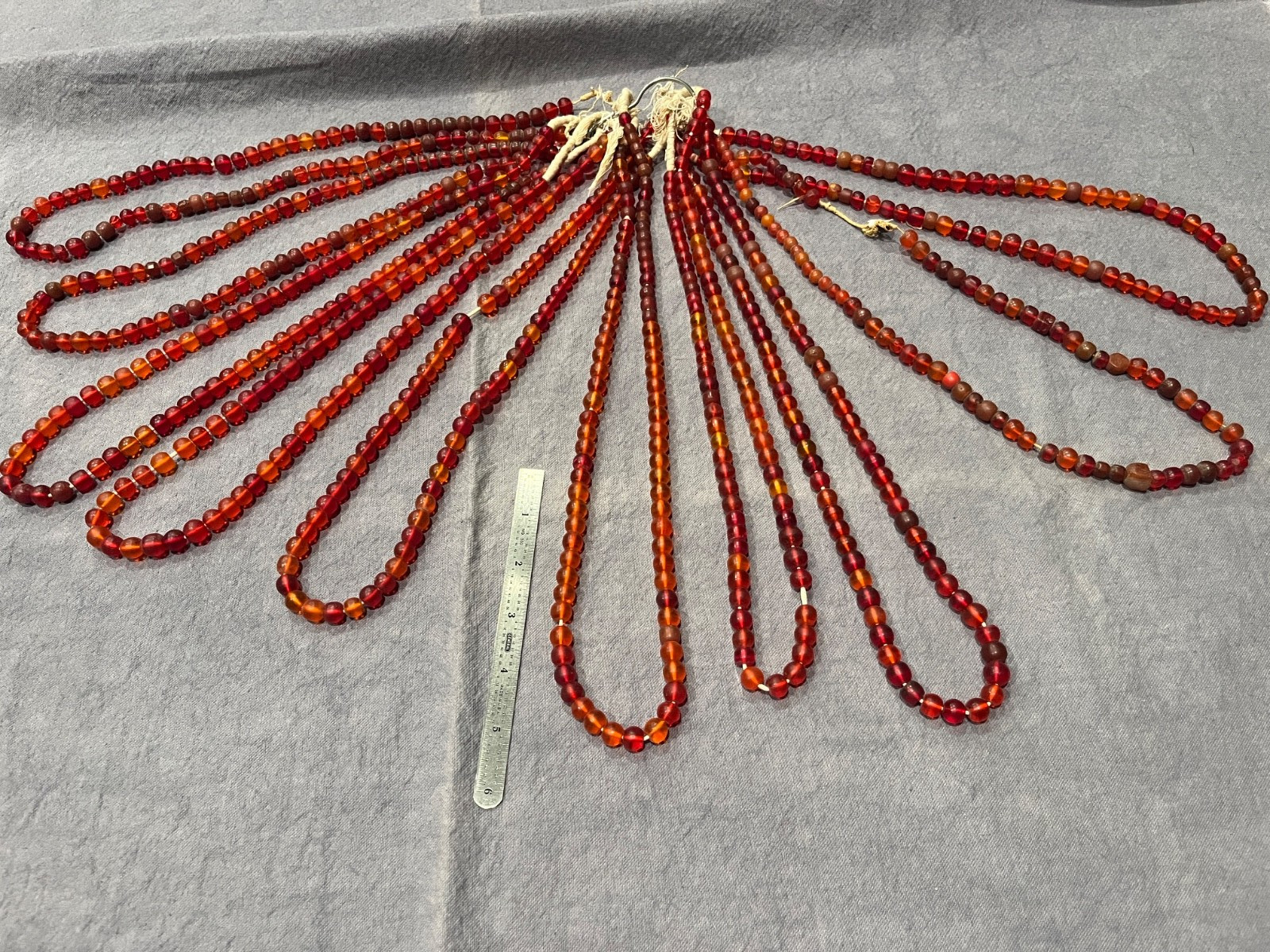 10 strands Vintage Red orange Glass Trade BEADS 10 strands Vintage Red orange Glass Trade BEADS