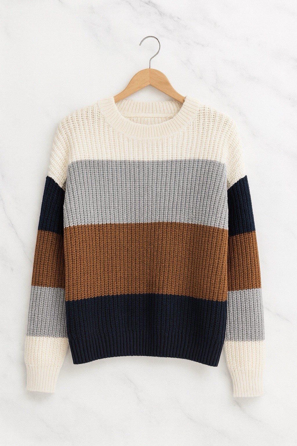 Merokeety Colorblock Women\'s Sweater Cardigan Size M Color Cream , Gray Merokeety Colorblock Women\'s Sweater Cardigan Size M Color Cream , Gray