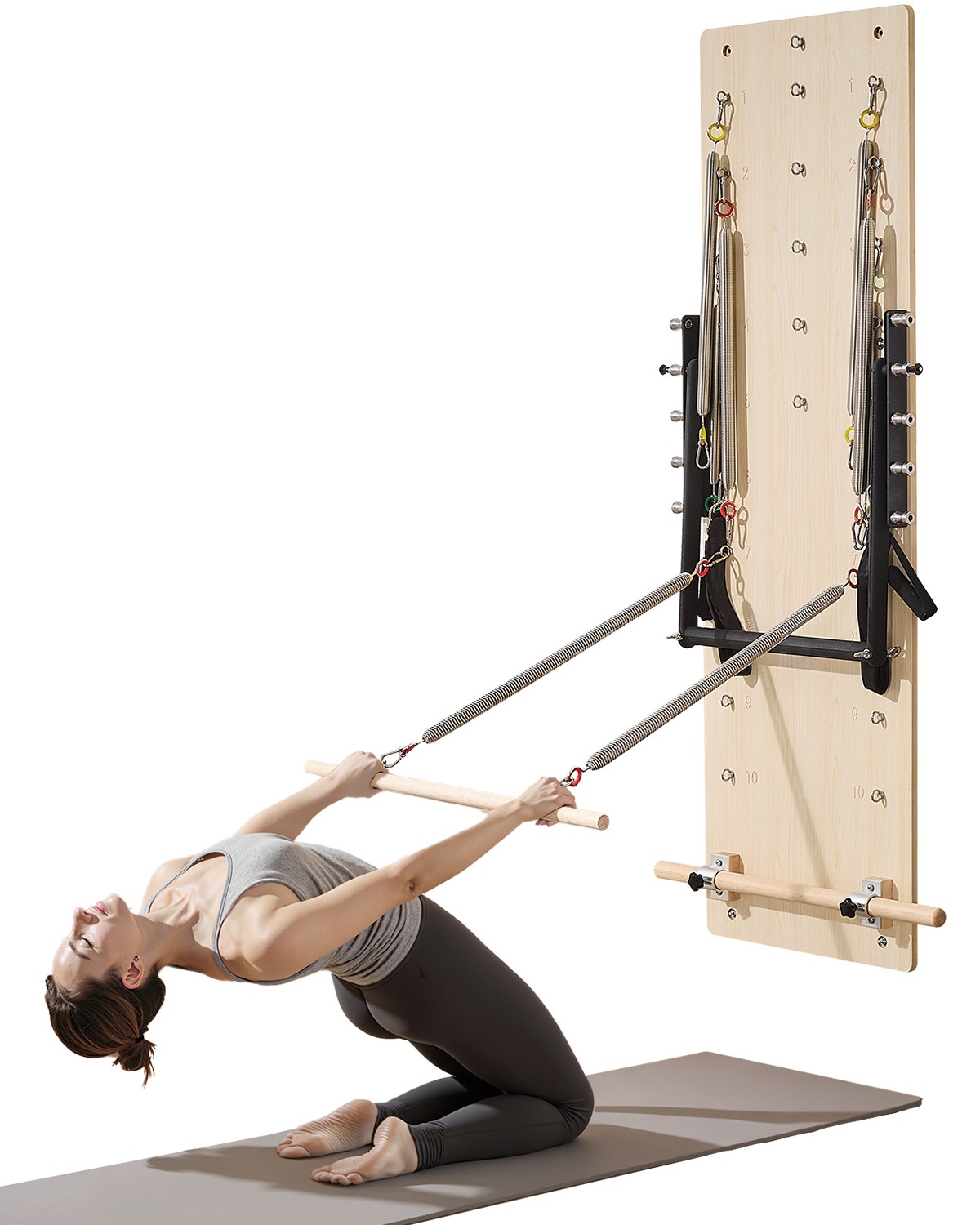 Uimoso Wall Mounted Pilates Reformer Machine Pilates Springboard Maple Wood Gym