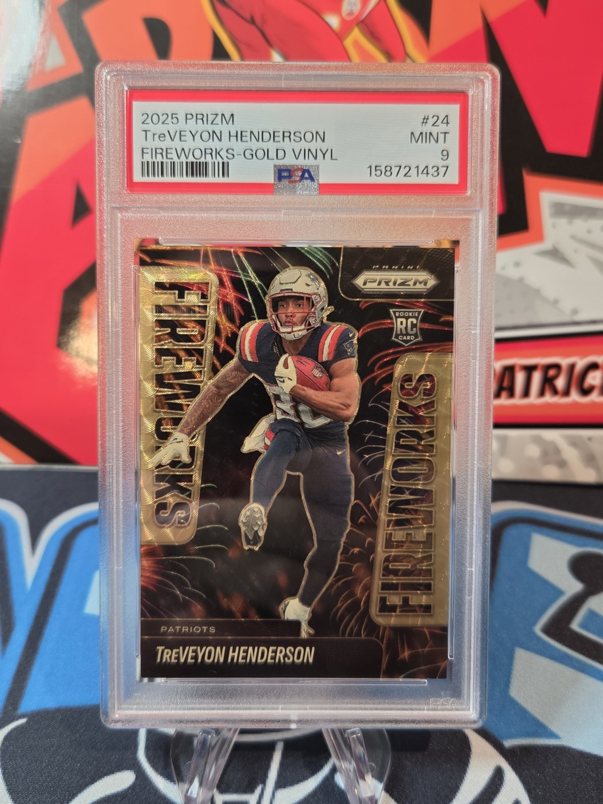 2025 Prizm TreVeyon Henderson Fireworks RC Gold Vinyl #2/5 PSA 9 POP 2- Patriots 2025 Prizm TreVeyon Henderson Fireworks RC Gold Vinyl #2/5 PSA 9 POP 2- Patriots