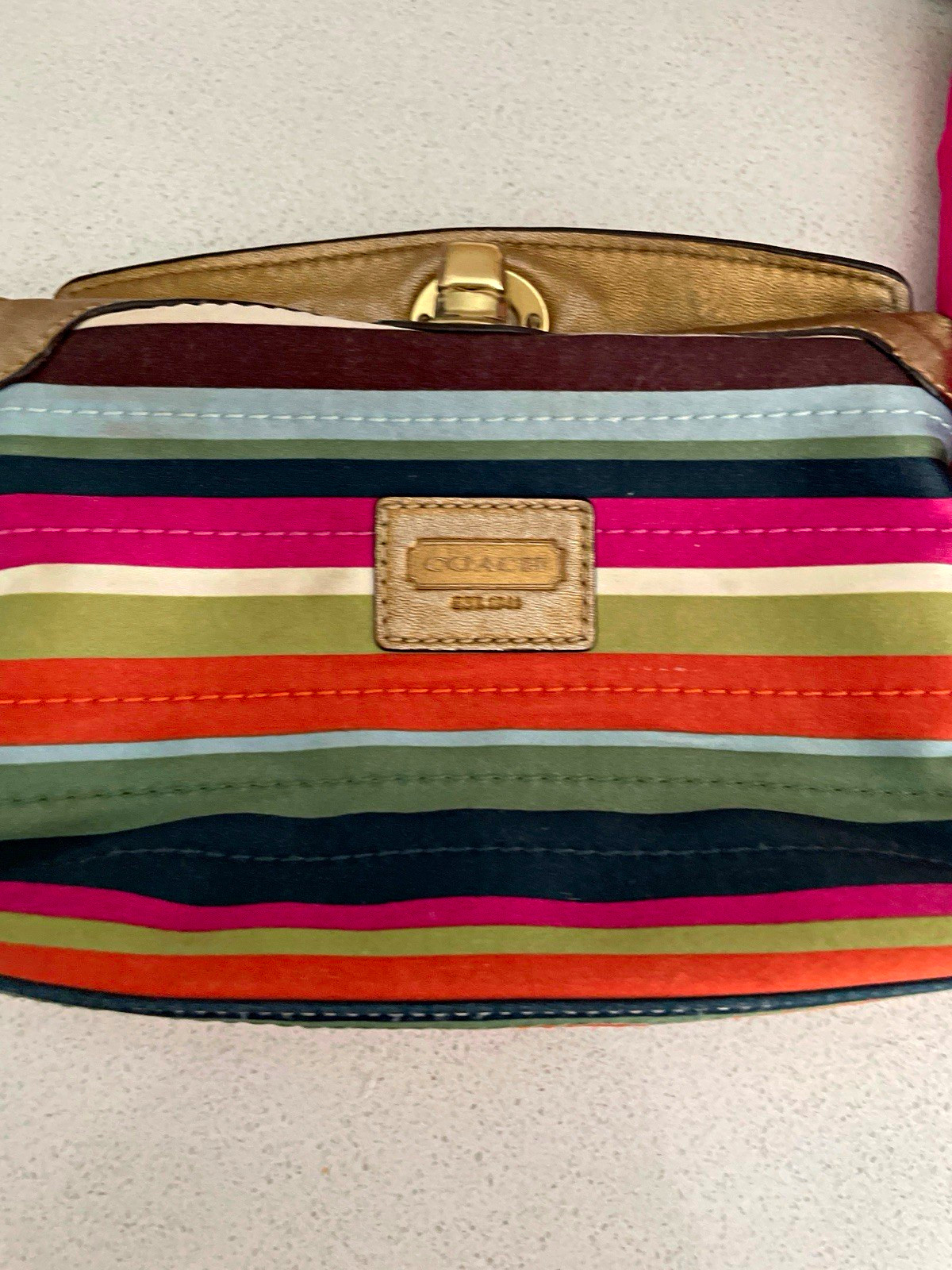 Vintage Coach Y2K Legacy stripe wristlet