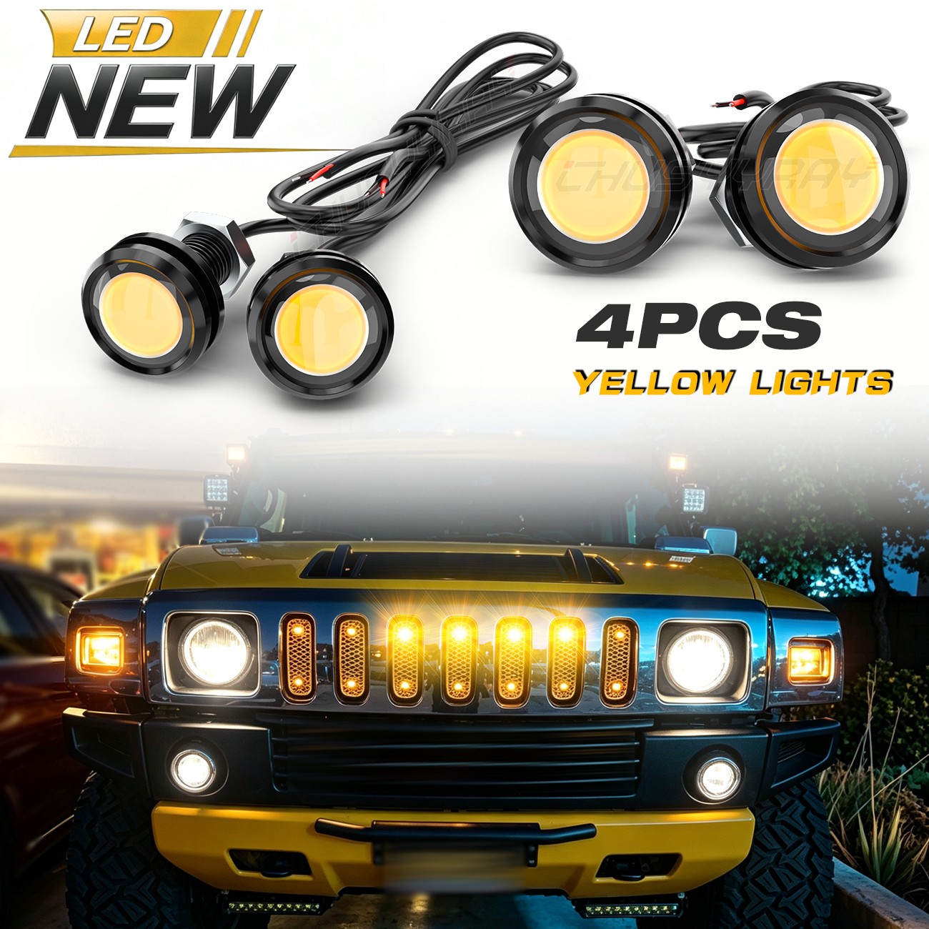4x Amber LED Front Grille Grill Running Lights Smoked For  F150 Raptor Style